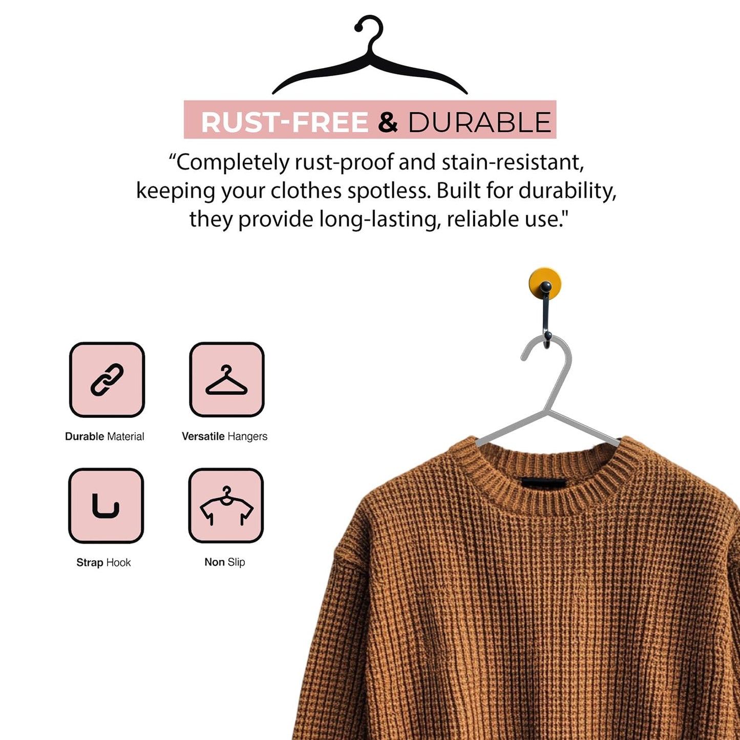 Roe Tenpo Coat Hangers, Grey | Adult Plastic Clothes Hangers for Clothes | Durable & Lightweight | Non-Slip, Space-Saving Design for Shirts, Jackets
