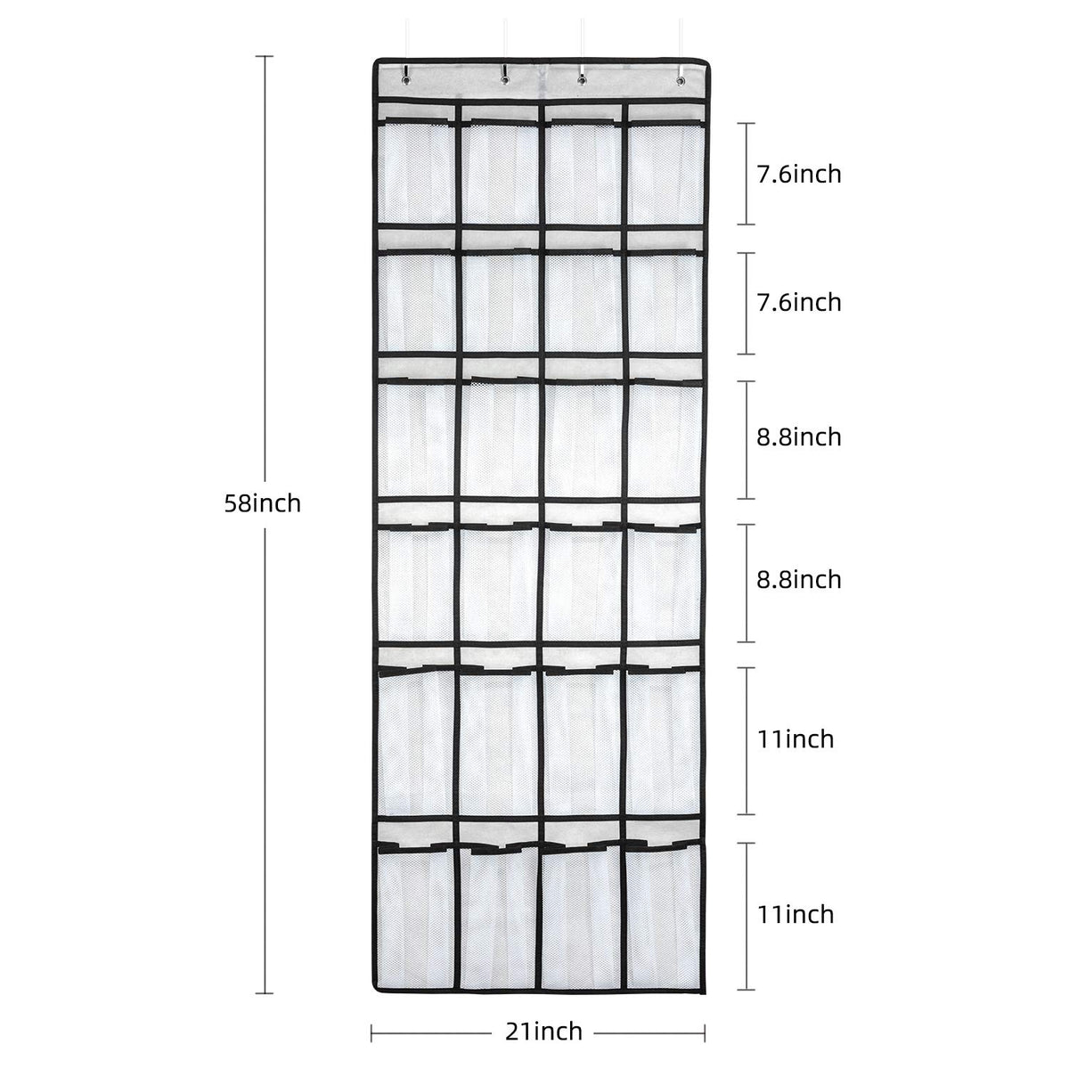 SAVERHO Hanging Shoe Organizer, Over The Door Shoe Organizer with 24 Mesh Large Pockets Door Shoe Rack for Men Women Kids Hanging Door Shoe Holder