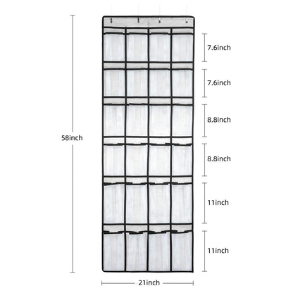SAVERHO Hanging Shoe Organizer, Over The Door Shoe Organizer with 24 Mesh Large Pockets Door Shoe Rack for Men Women Kids Hanging Door Shoe Holder