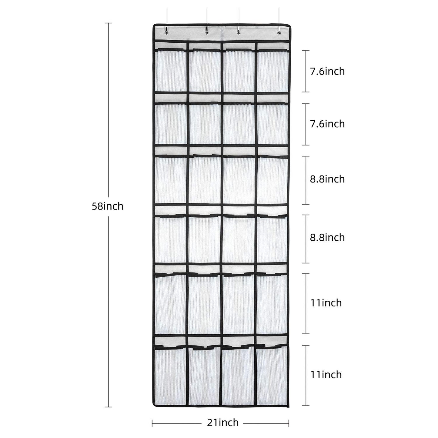 SAVERHO Over The Door Shoe Organizer, Hanging Shoe Organizer with 24 Mesh Large Pockets Door Shoe Rack Organizer for Men Women Kids Hanging Shoe