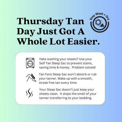 Tan Fan Self Tan Sleep Sac for Dark Tanner (Pink) - Keep Sheets Clean from Dark Tan Stains w Thicker Bottom Underlay For Extra Protection - 100% Cool