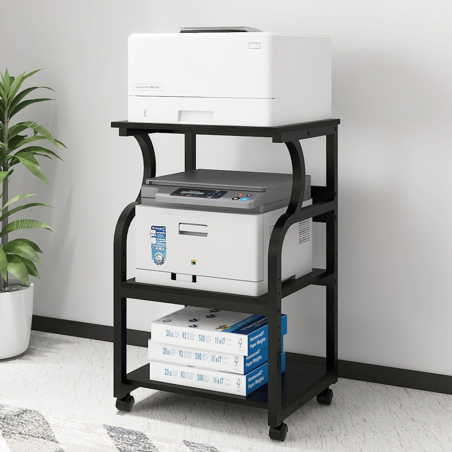 PUNCIA 50x40x73cm Large Printer Stand, Storage Unit with Adjustable Shelf