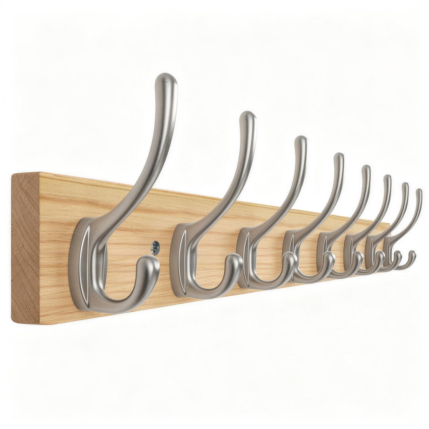HONSKY Wall Coat Rack - 8 Double Hooks (56cm) | Wooden & Metal Towel/Coat Hanger for Entryway, Bathroom, Bedroom, Garage | Easy Install