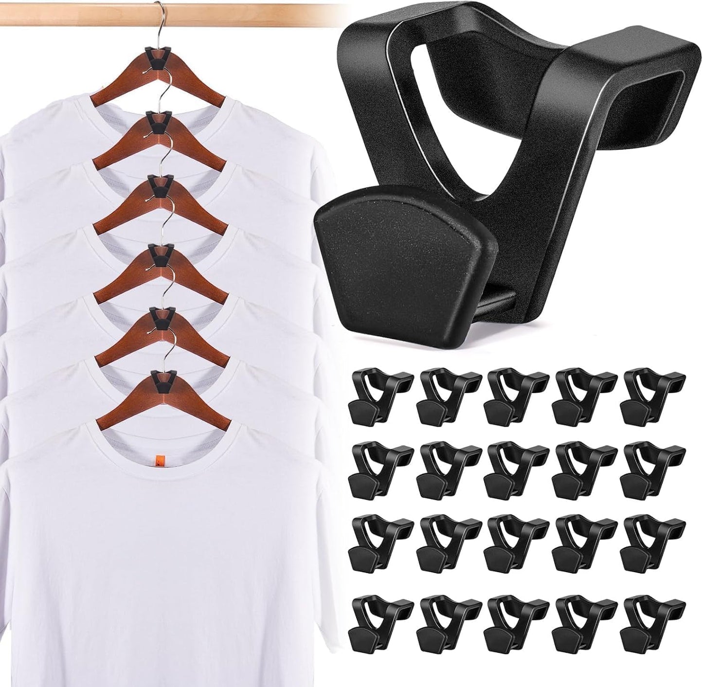 HOUSE DAY Space Saving Hangers 20 Pack, Smart Hangers for Clothes, Black