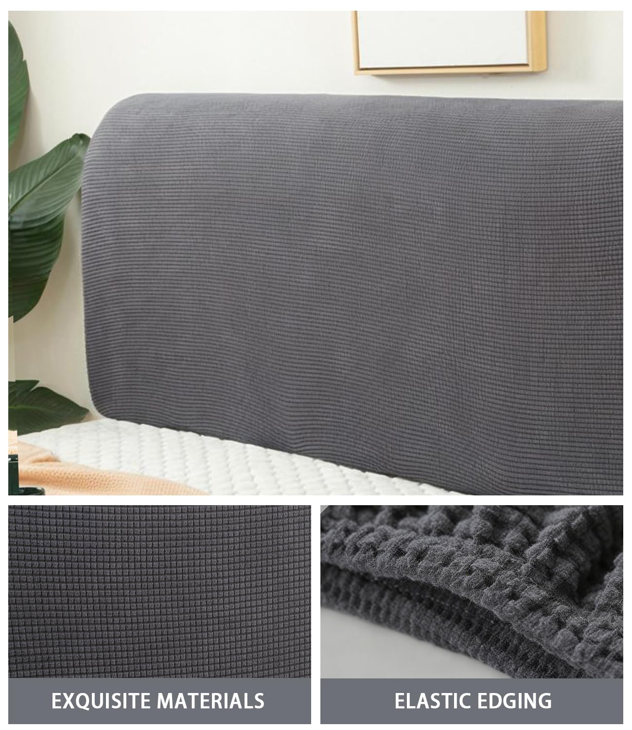 FANSU Headboard Cover for Single Double King Size Bed, Polar fleece Dustproof Headboard Wrap