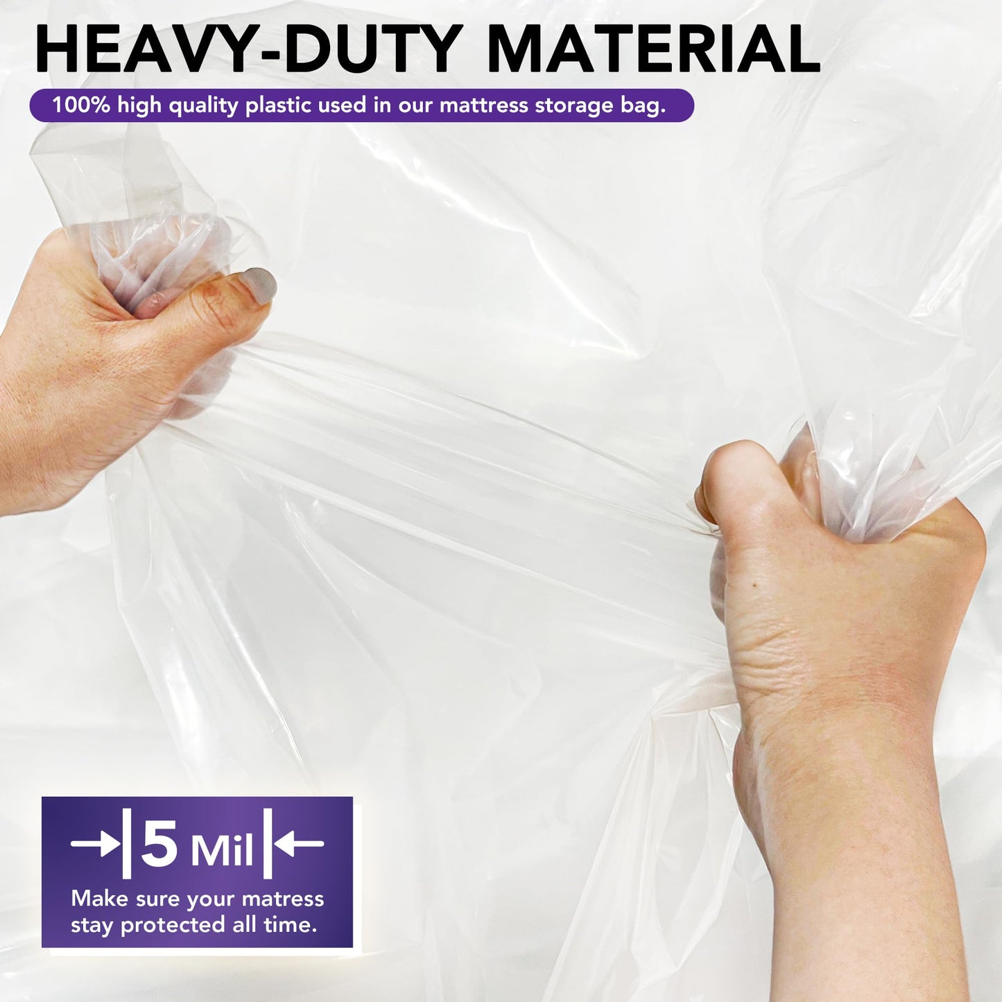Mattress Bag for Moving and Storage, 5 Mil Heavy Duty Bed Mattress Cover, Mattress Protector Super Thick and Tear Resistant (Double)