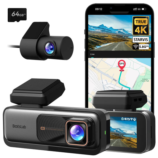 BOTSLAB 4K Dash Cam Front and Rear, 4K Car Dash Cam Front and 2K Rear Camera, Night Vision, STARVIS Dash Cam, ADAS, 170? Wide Angle, Built-in GPS and