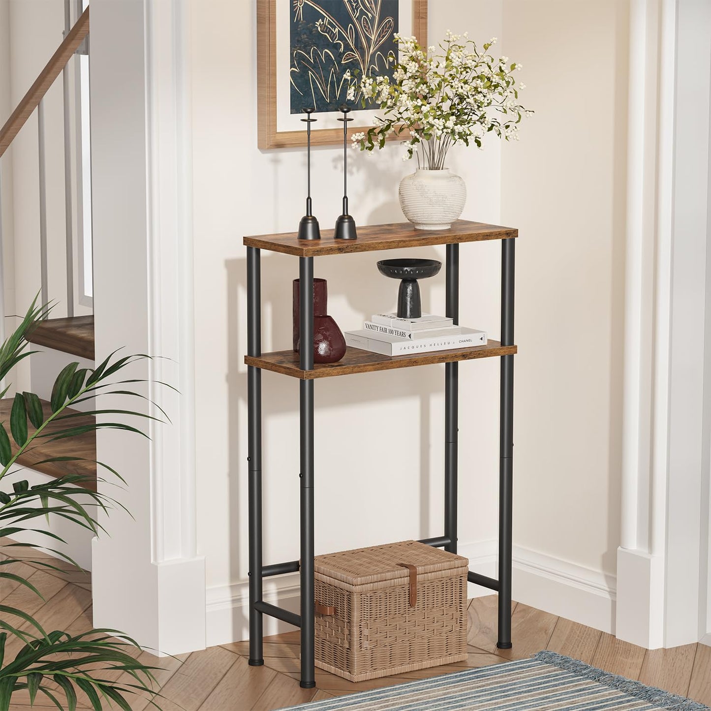 Asgolion Console Table, 2-Tier Slim Sofa Table, 40 x 20 x 80 cm