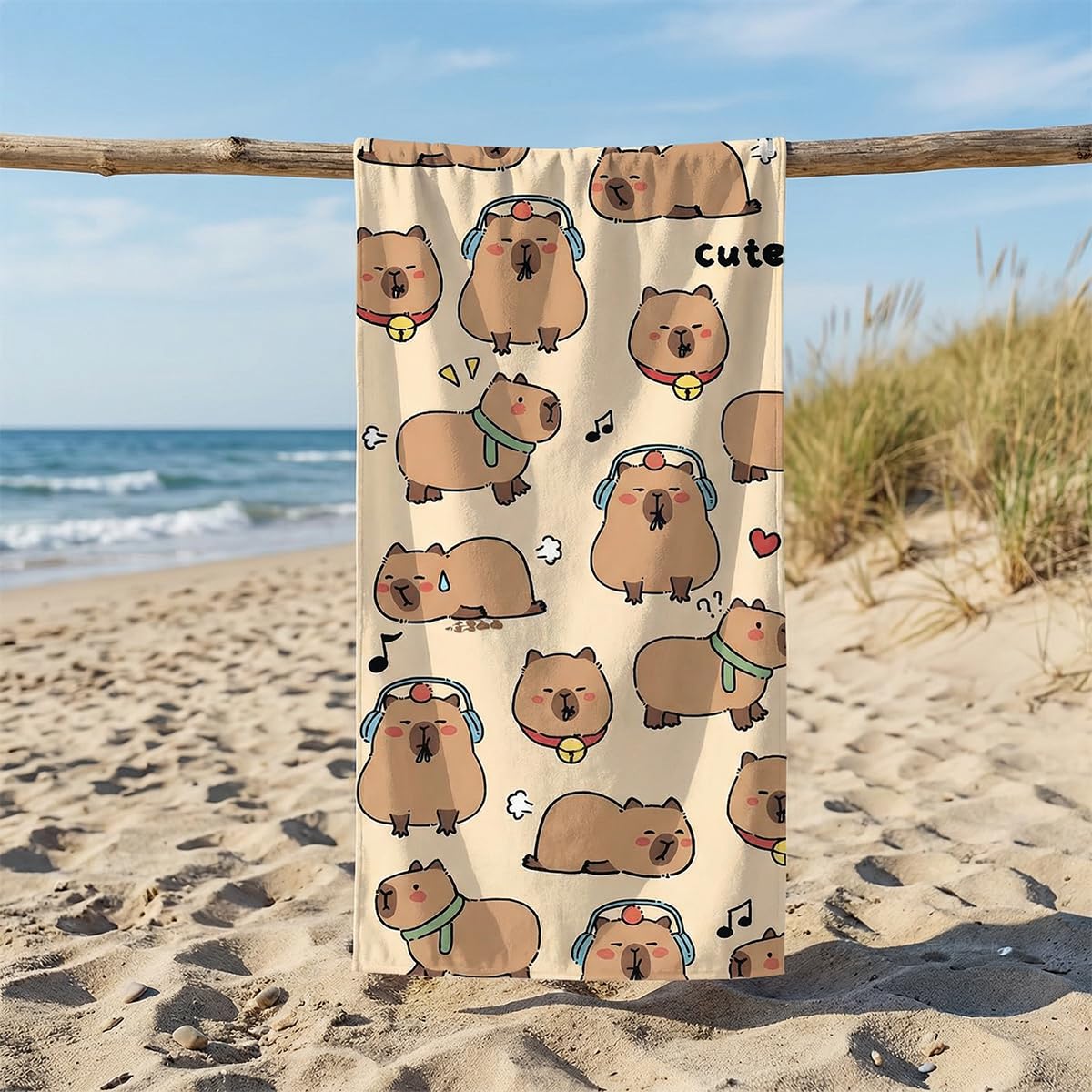 WFKKMEQ Capybara Beach Towel, Quick Dry Microfibre Towels Super Absorbent Sandproof Beachs Bath Towels Pool Towel SwimmingTowel Lightweight Printed