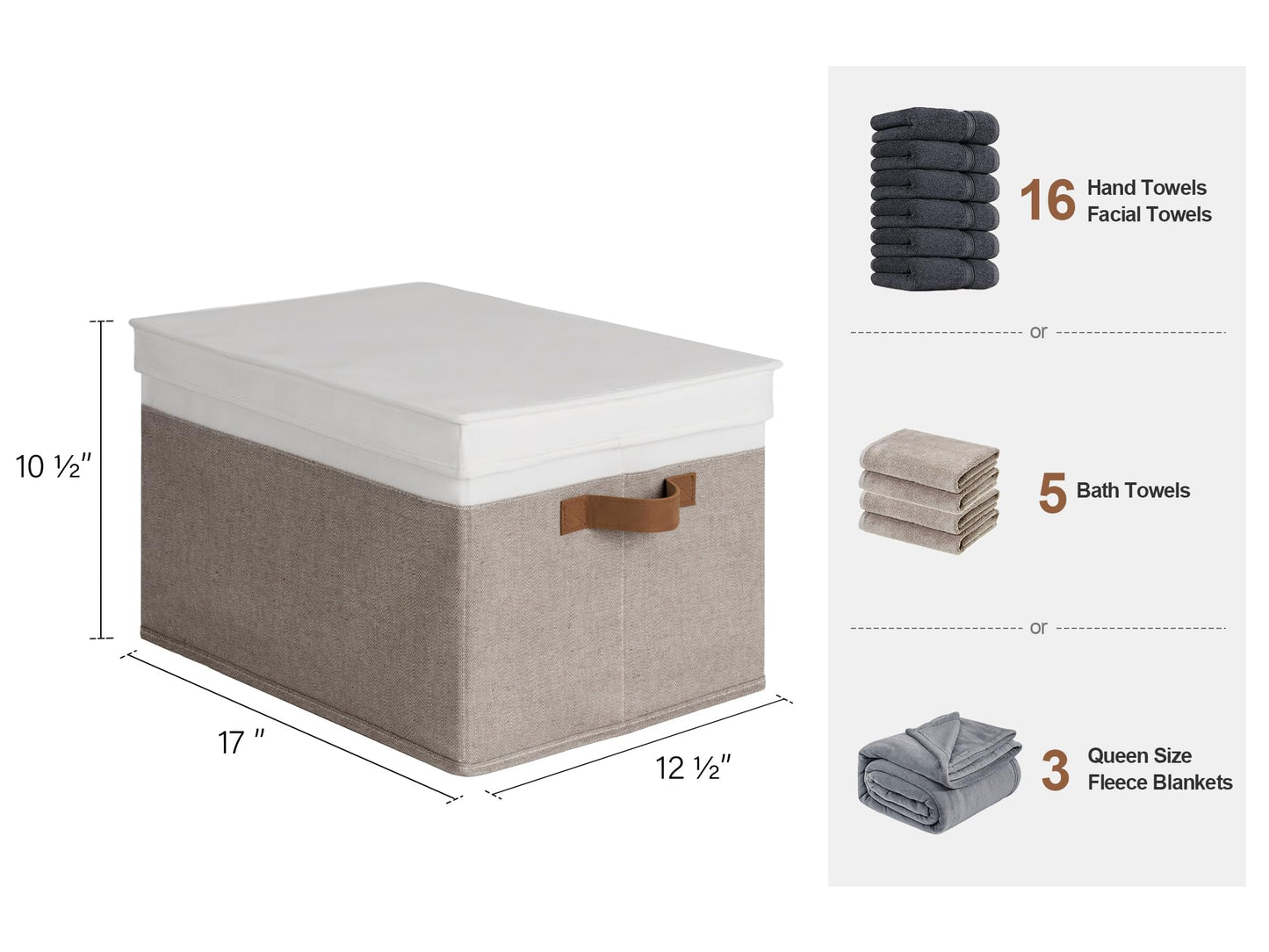 StorageWorks Storage Boxes with Lids, Fabric Storage Boxes with Lids, Stackable Storage Basket for Shelves with PU Handles