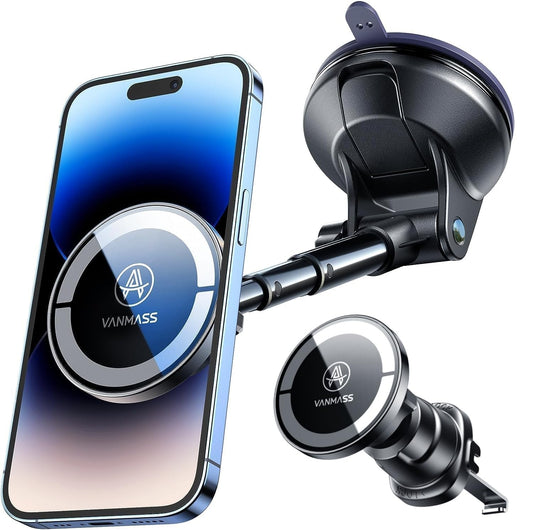 VANMASS Magnetic Car Phone Holder [2026 Upgraded TOP Magnets] for MagSafe Suction Mobile Phone Mount for Dashboard Windscreen Vent,Van Cradle