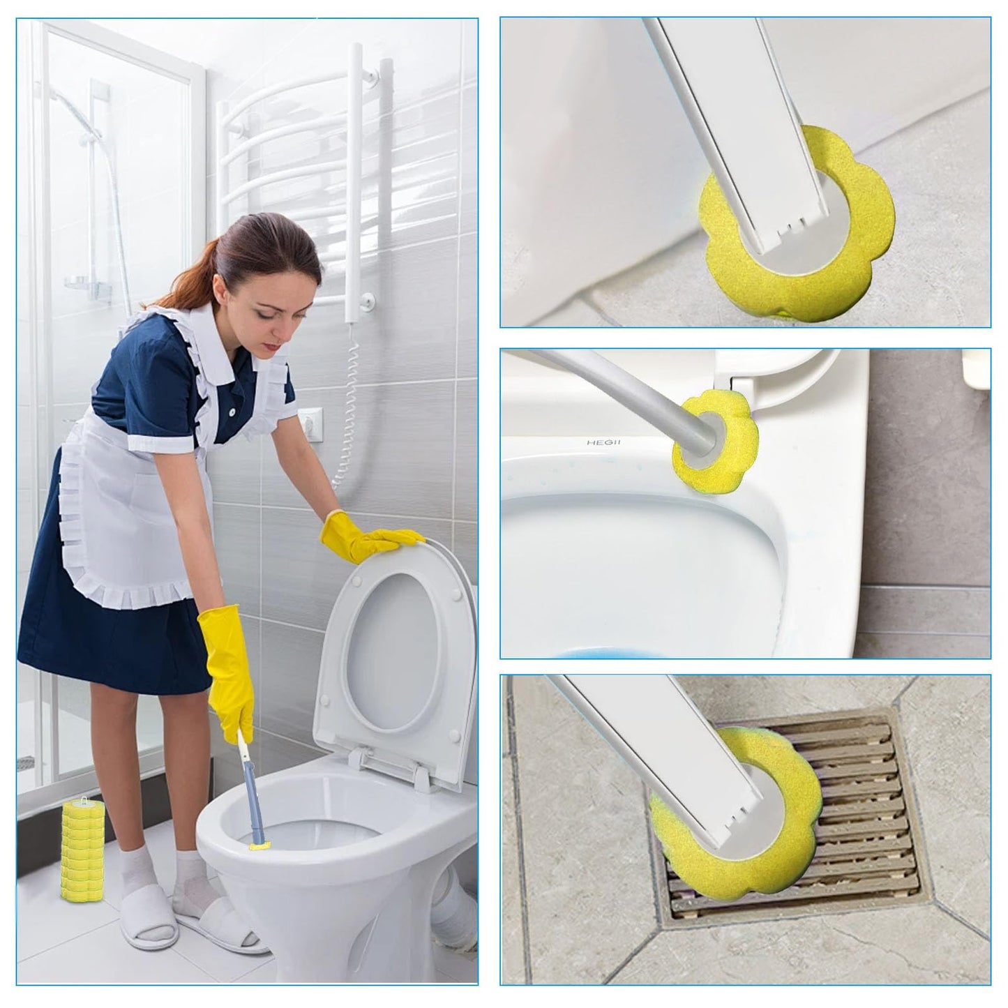 Disposable Toilet Brush Refills,30 Pcs Toilet Wand Replacement Heads-Yellow