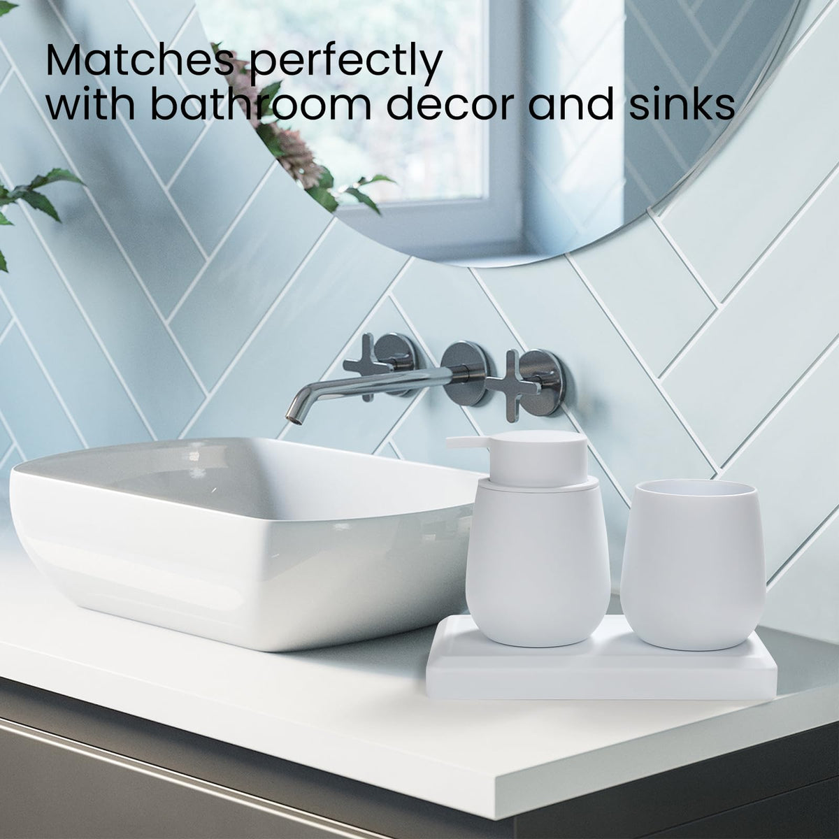 White Bathroom Accessories Set, Modern 3 Pcs Bathroom Essentials