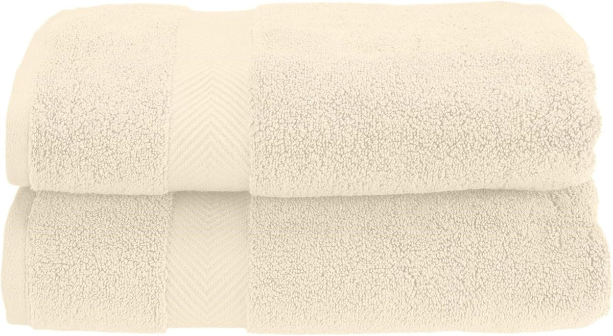 Superior Collection 100% Zero Twist Cotton Super Soft and Absorbent Bath Towel Set, Ivory Set of 2