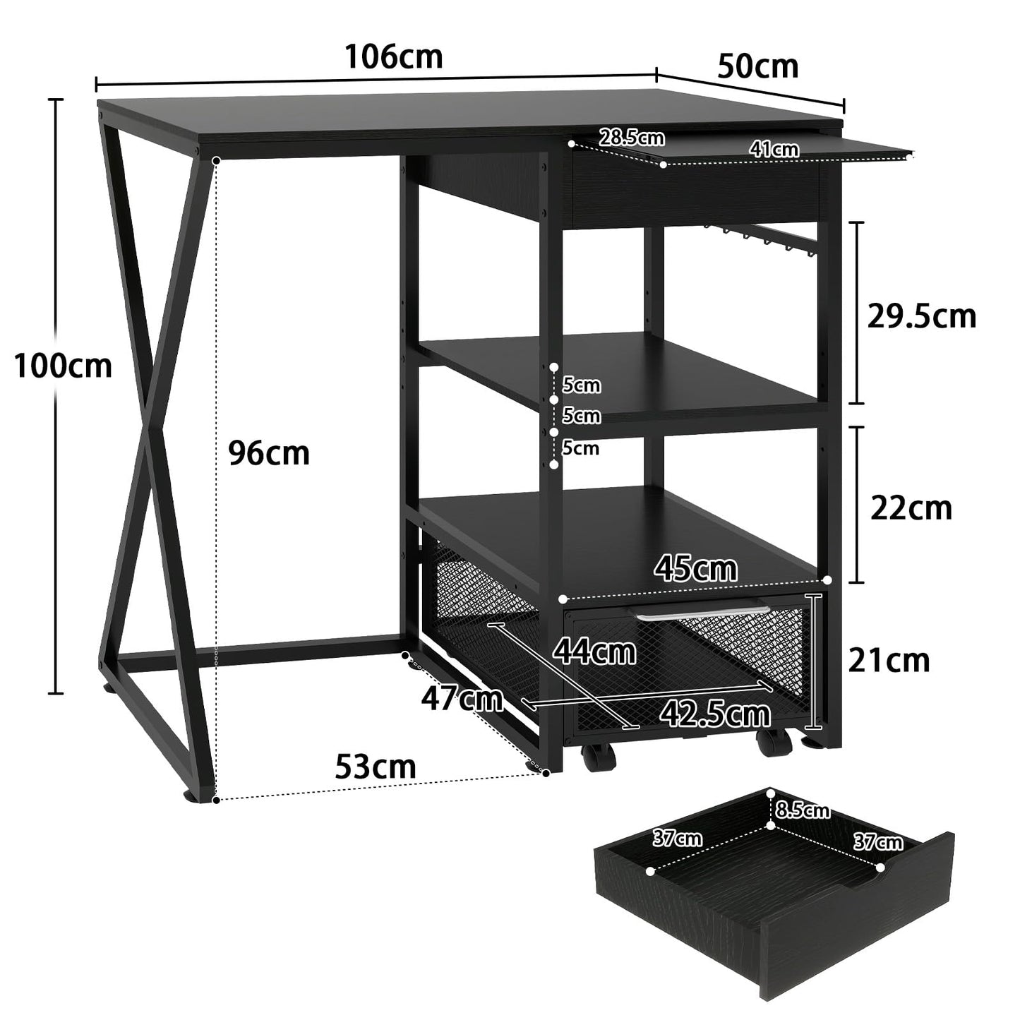 PUNCIA Coffee Bar Cabinet with Mini Fridge Space for Dorm Kitchen Black