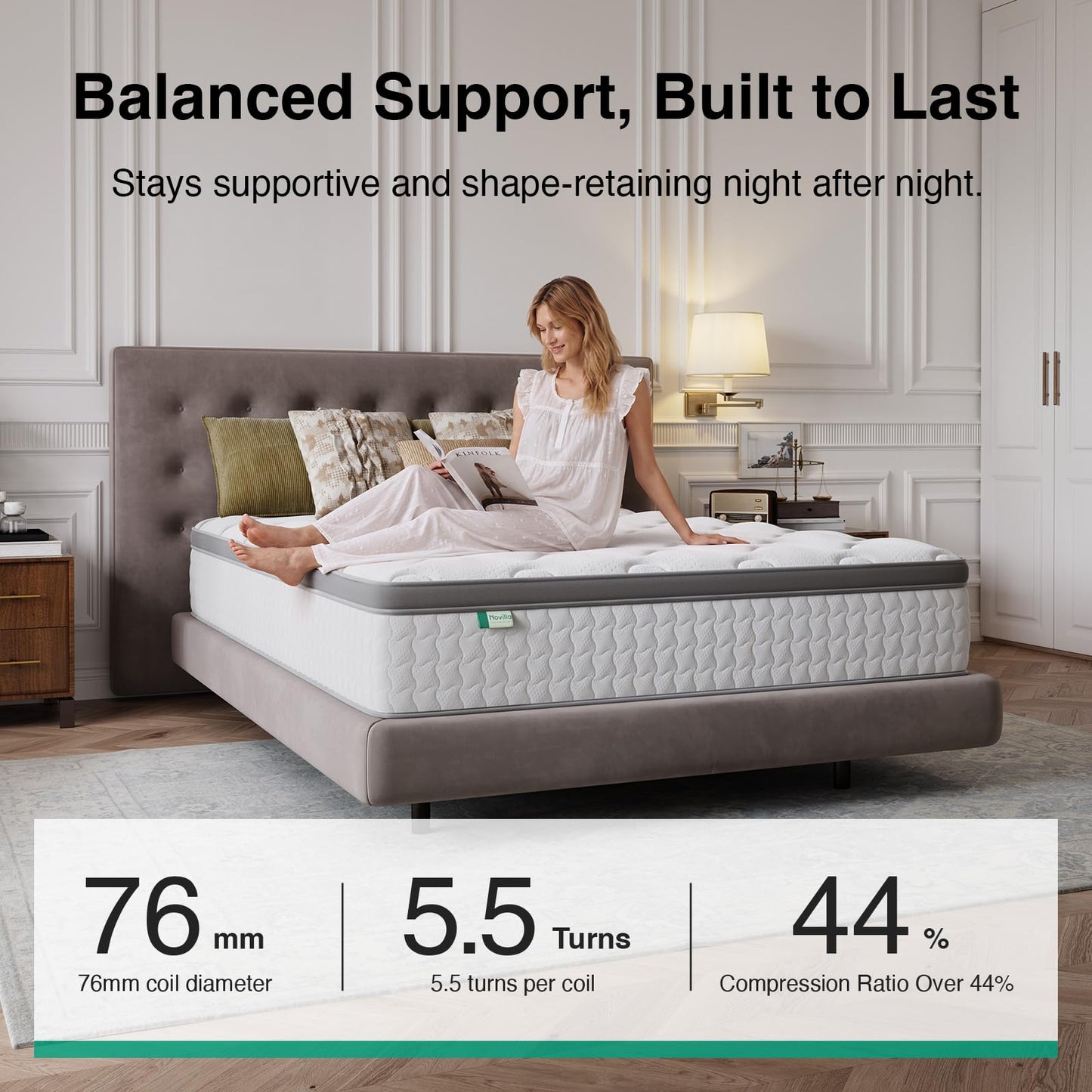 Novilla 3FT Single Bed Mattress Medium Firm, Hybrid Pocket Sprung Mattresses for Support & Comfort, Soft Oeko-tex Fabric and CertiPUR-US Foam