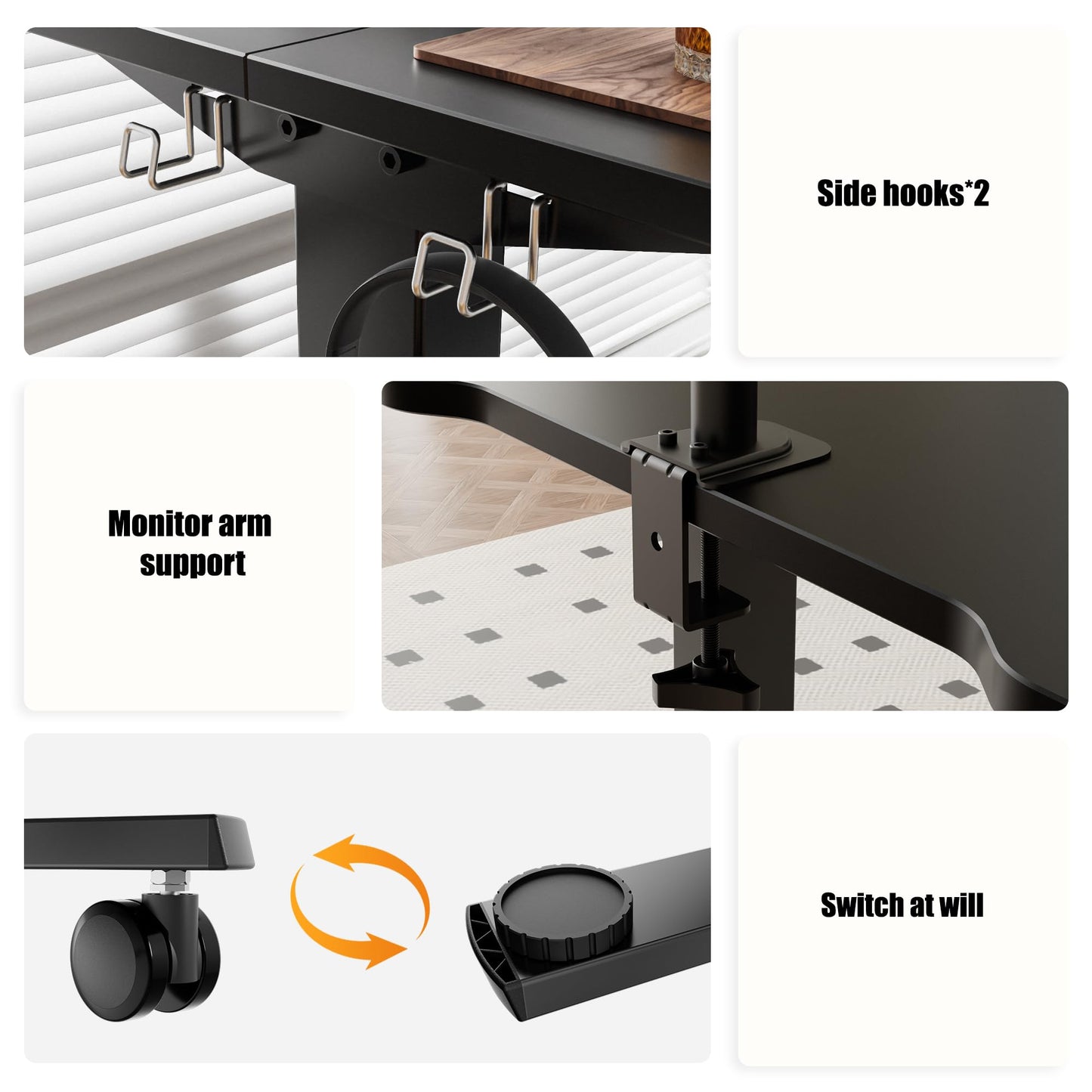 ERGOMAKER Low Height Electric Standing Desk, Lifts 48-75cm, 80x60cm, Black