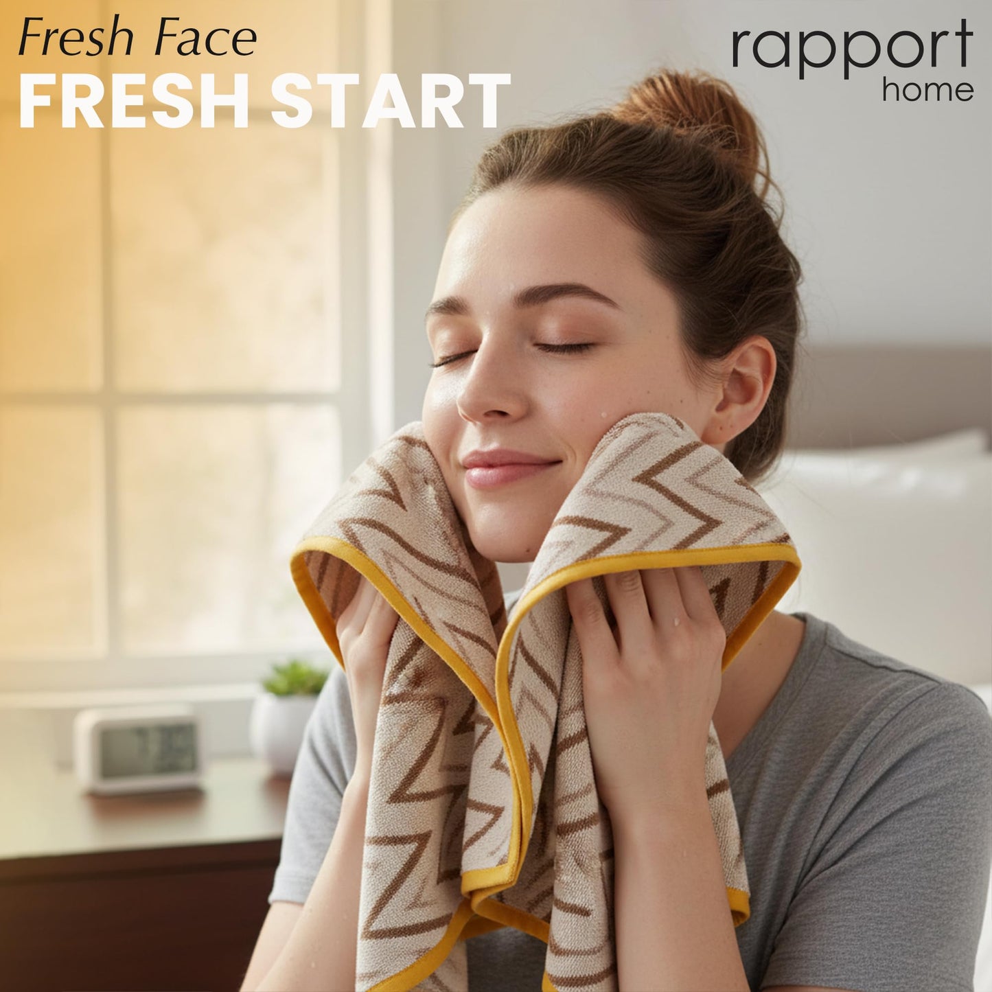 Rapport Home Helix Face Towels 2 Pack | Natural | 30x30cm | Luxurious 500GSM 100% Cotton | Oeko-Tex Certified Soft & Absorbent