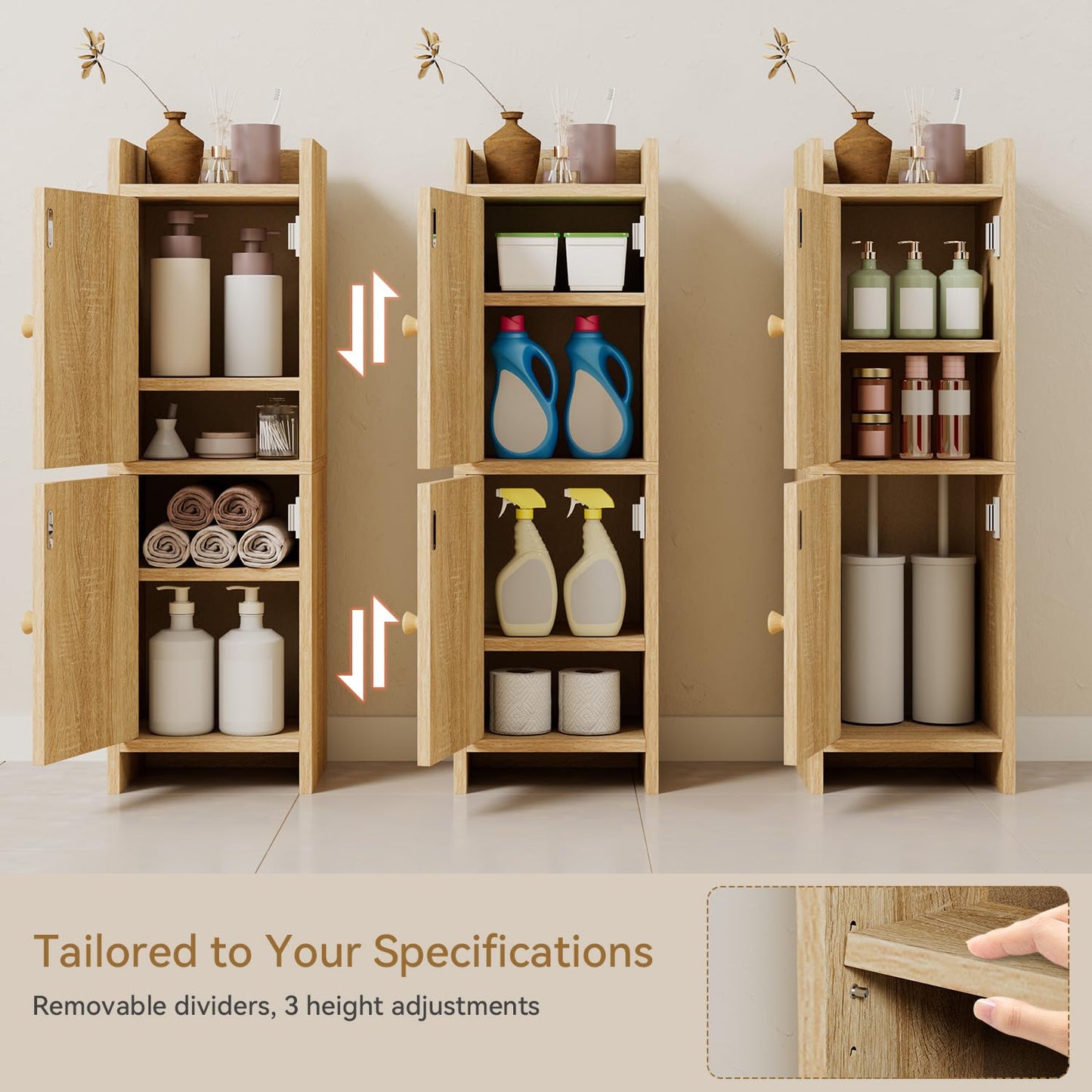 IBUYKE Small Bathroom Storage Cabinet Toilet Paper Storage Holder WBS001N