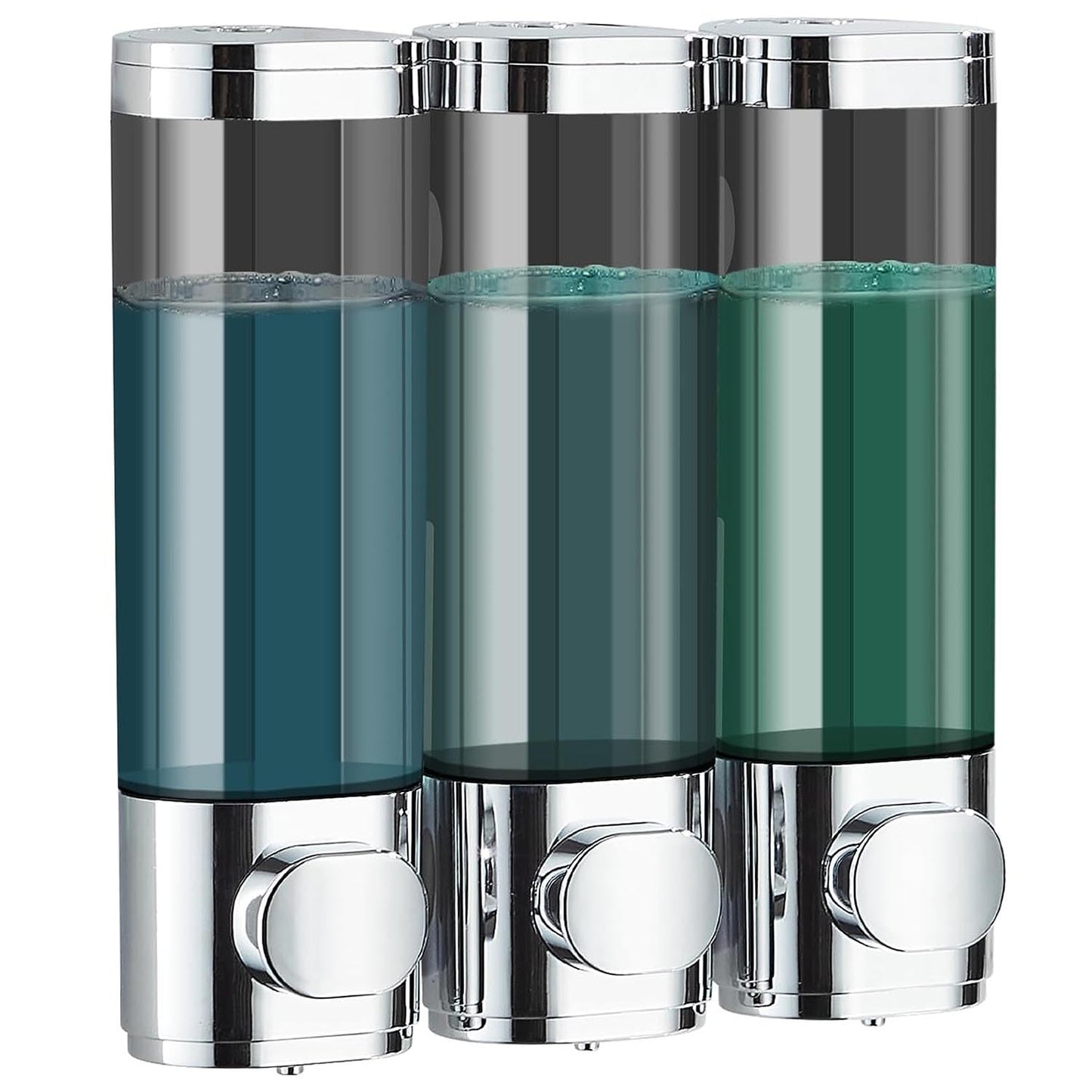 Soap Dispenser,Shampoo Dispenser Wall Mounted for Bathroom,Silver 3 Chamber 300mL*3 Simple Human Plastic Body Wash Shower Gel Shampoo Conditioner Soap
