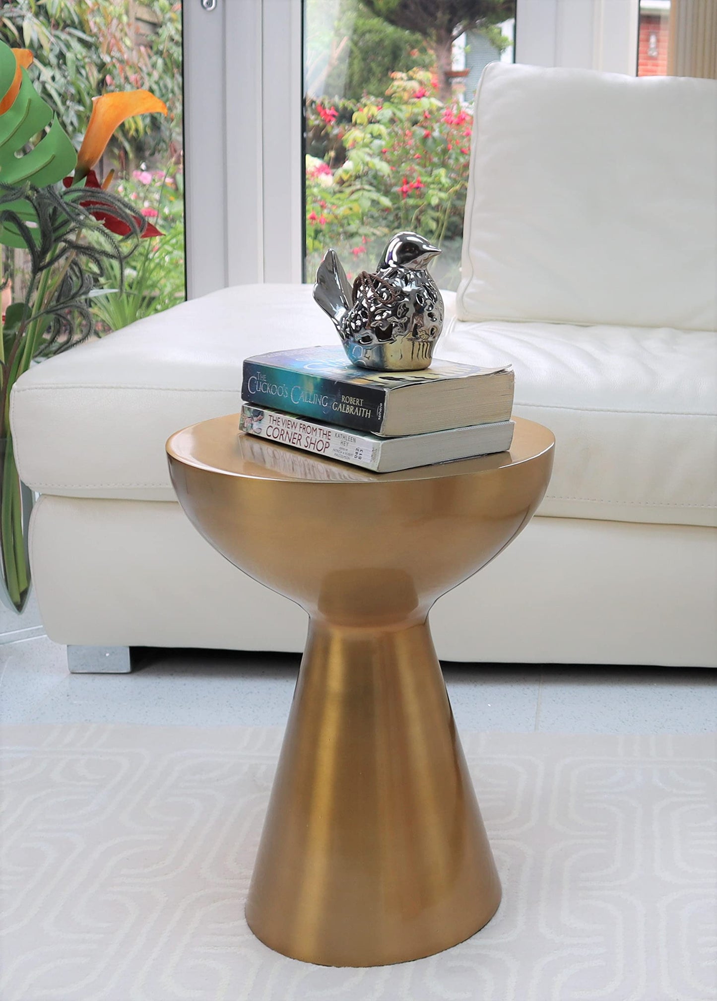 ASPECT Luna Hand-Crafted Aluminum Side Table (Light Brass)