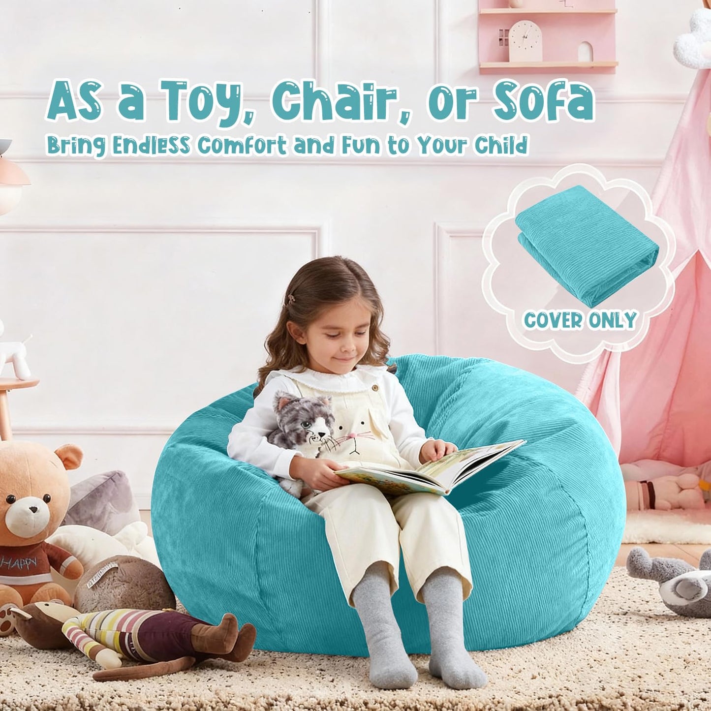 Nobildonna Bean Bag Chair Cover (No Filler) for Kids Beanbag Stuffed Animal Storage Without Filling Plush Toys Holder and Organizer Soft Premium
