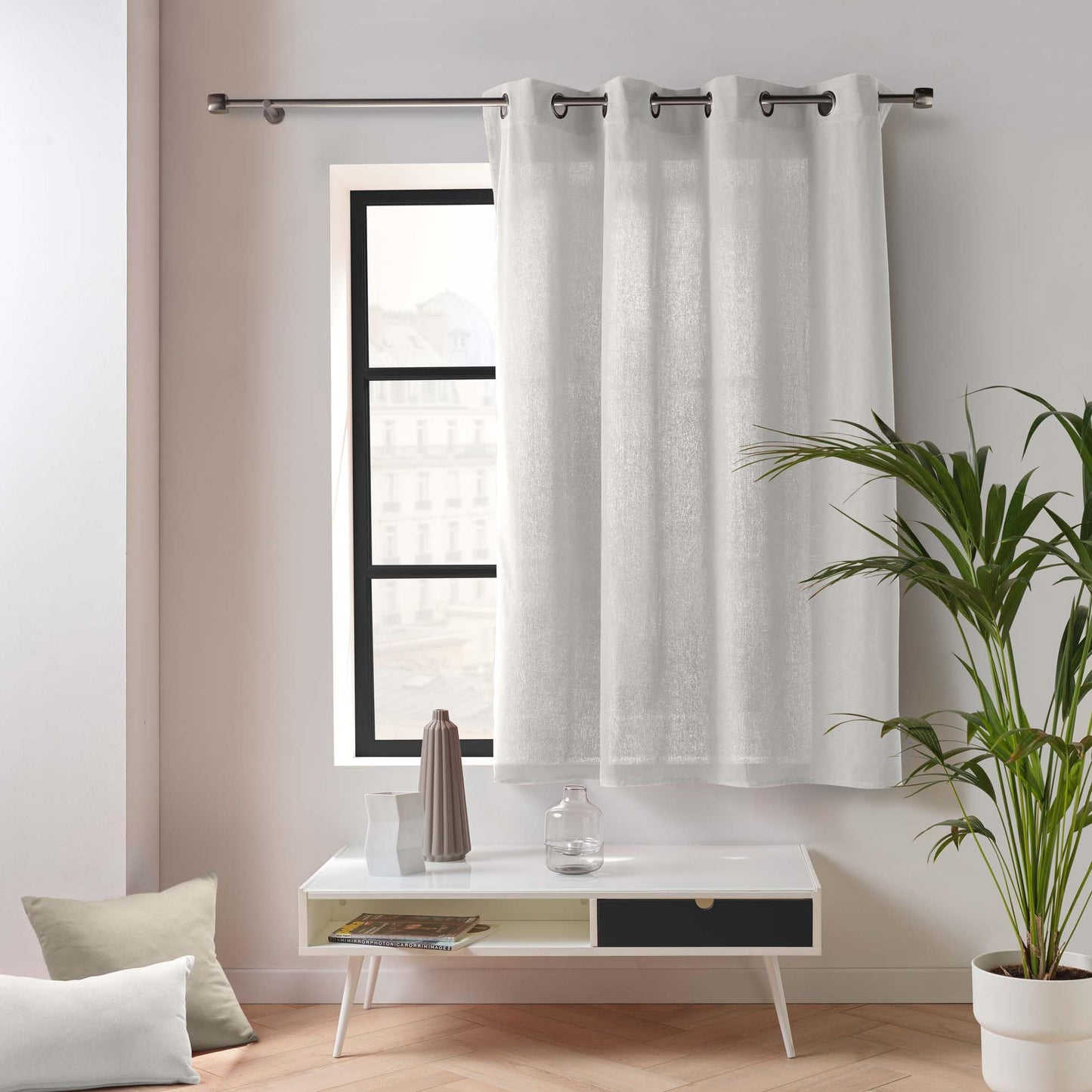 Douceur d'Intérieur Twily Eyelet Curtain 135 x 180 cm White Cotton Recycled Polyester