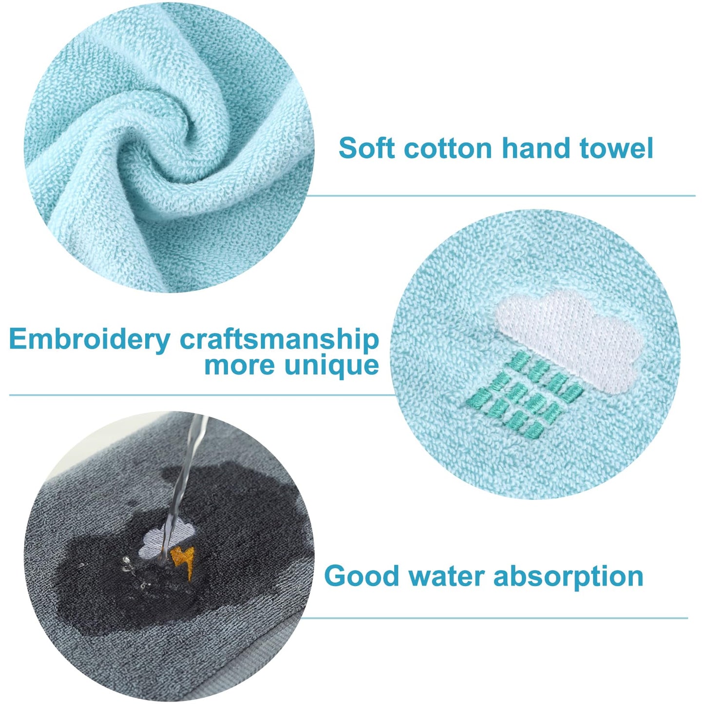 Dewocke 4PCS Children's Facial Towel, Kids Washcloth Towels, Cotton Kids Face Towels, Cute Hand Towel Set, Embroidered Children Towels