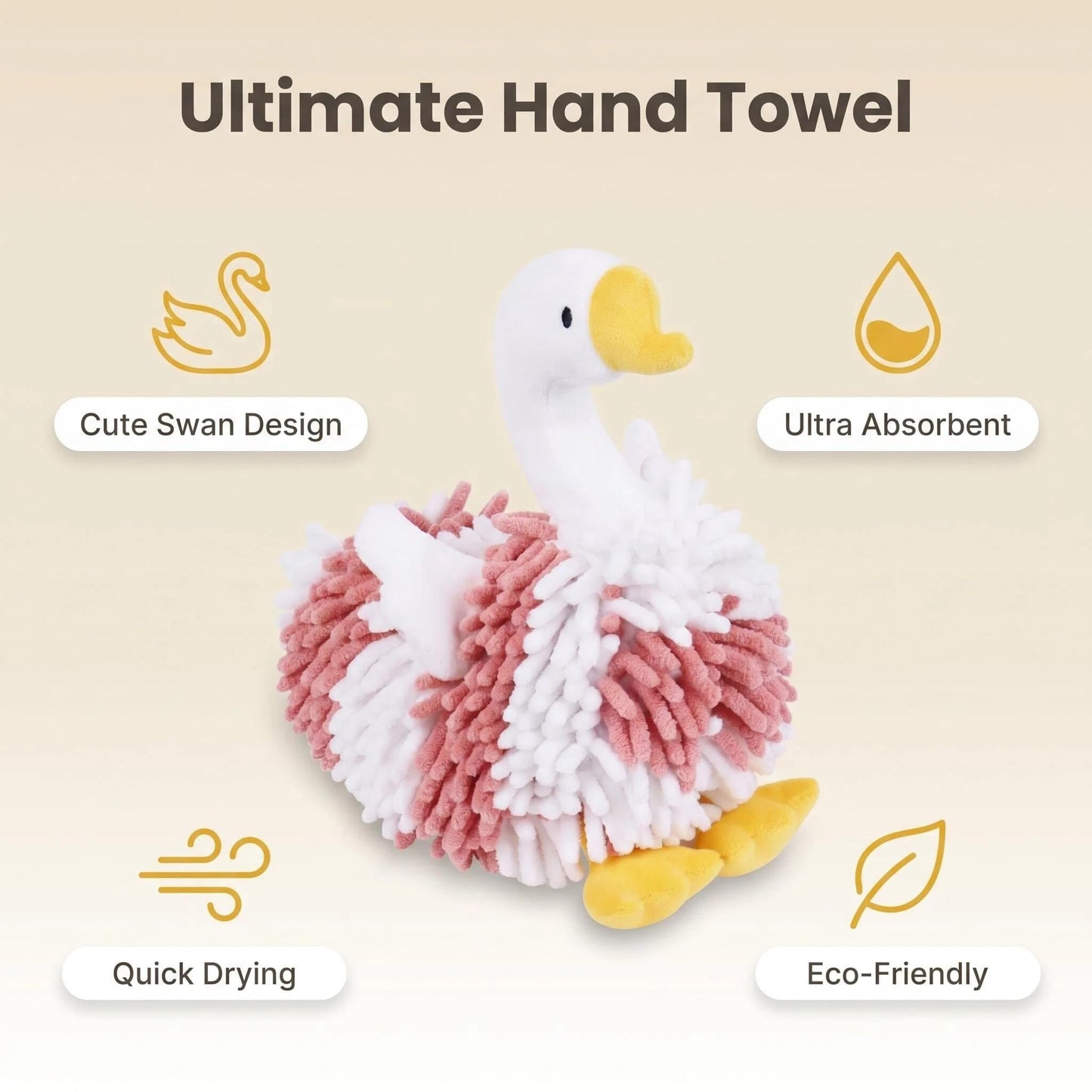 FILOEEX New Cute Swan Shaped Chenille Hand Towel, Duck Hands Towels for Bathroom Kitchen Home Decor