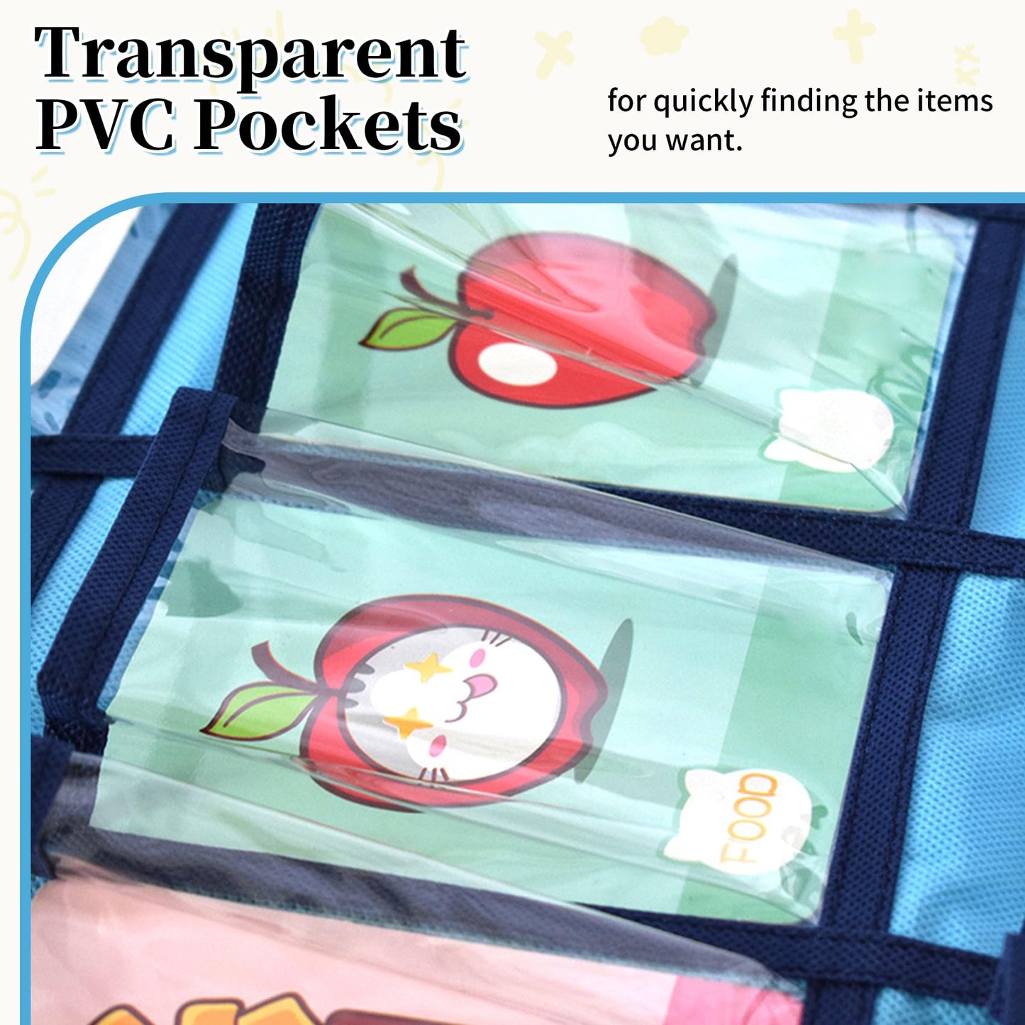 SAVORLIVING 12 Clear Pockets Classroom Pocket Chart Organizer, Cell Phones Calculator Holder with Hooks, Hanging Wall Door Calculators Phone Caddy