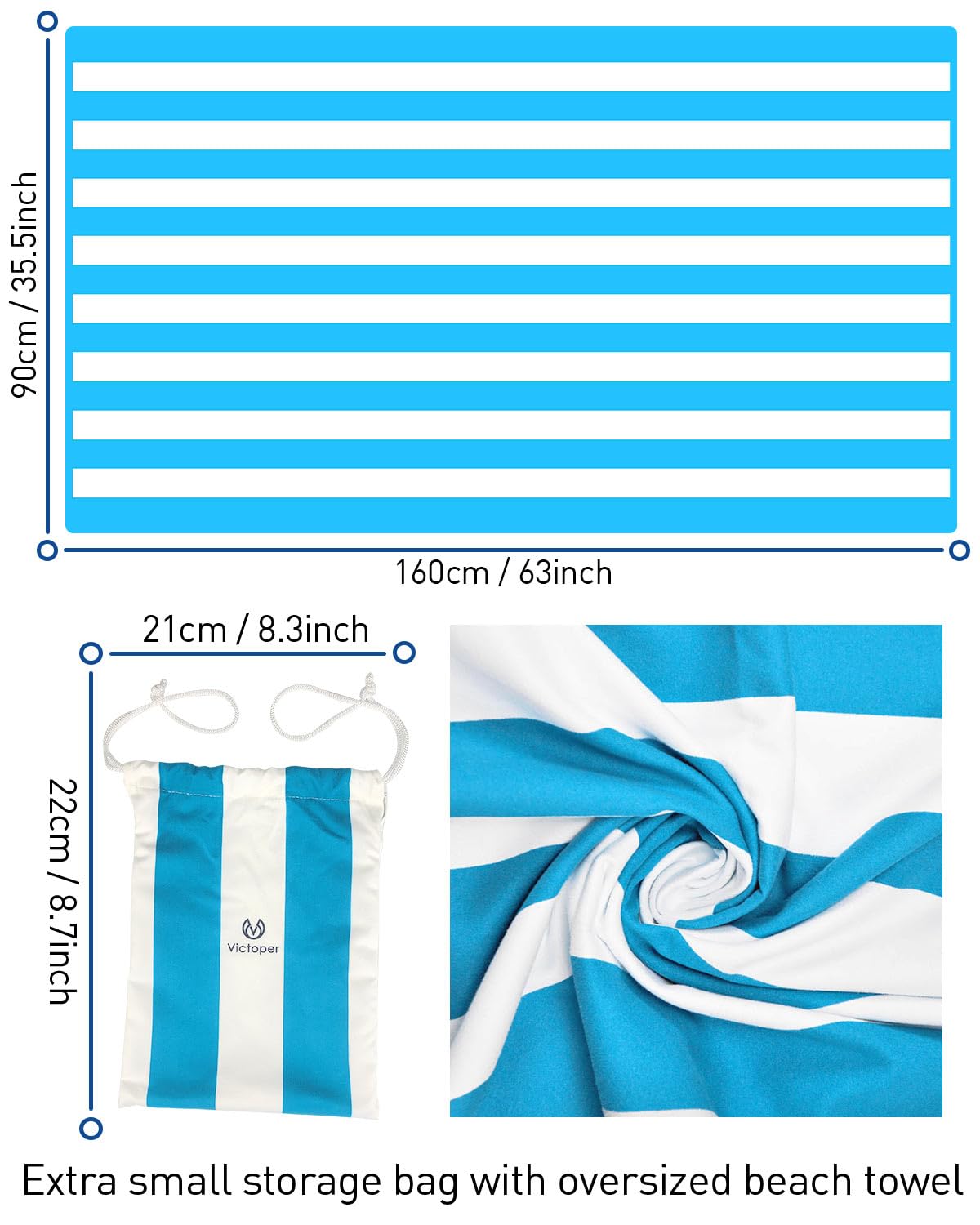 Victoper Microfiber Beach Towel d Rapid Drying Sand Free Soft Compact Lightweight Qualities Beach Towels for Adults Ideal for Swimming Beach Yoga