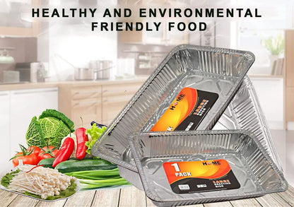 Best House Extra Large Aluminium Foil Baking Trays - Foil Tray for Food Storage, Baking, Roasting (L 52.5 x W 32.5 x H 7.9 cm) (Pack of 50 Trays)