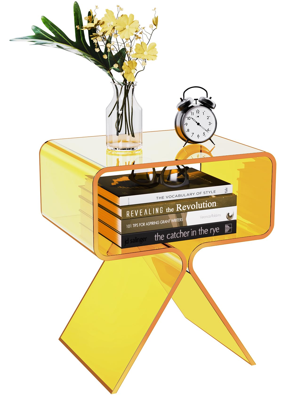 solaround Acrylic Side Table, No Assembly, 39 x 30 x 45 cm, Yellow
