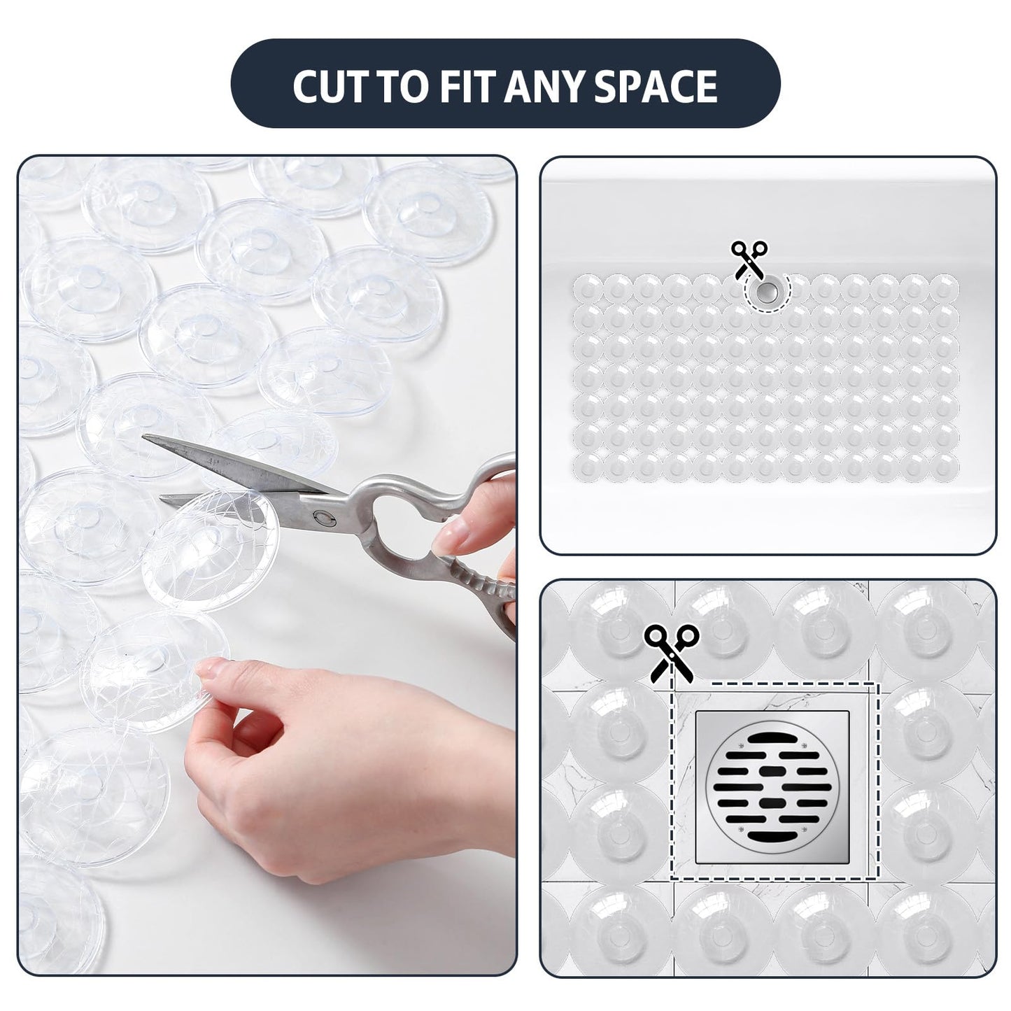 XIYUNTE Shower Mat Non Slip Anti Mould for Elderly-70x37cm Non Slip Bath Mat for Inside Bath, Cut-to-Fit Anti Slip Shower Mat