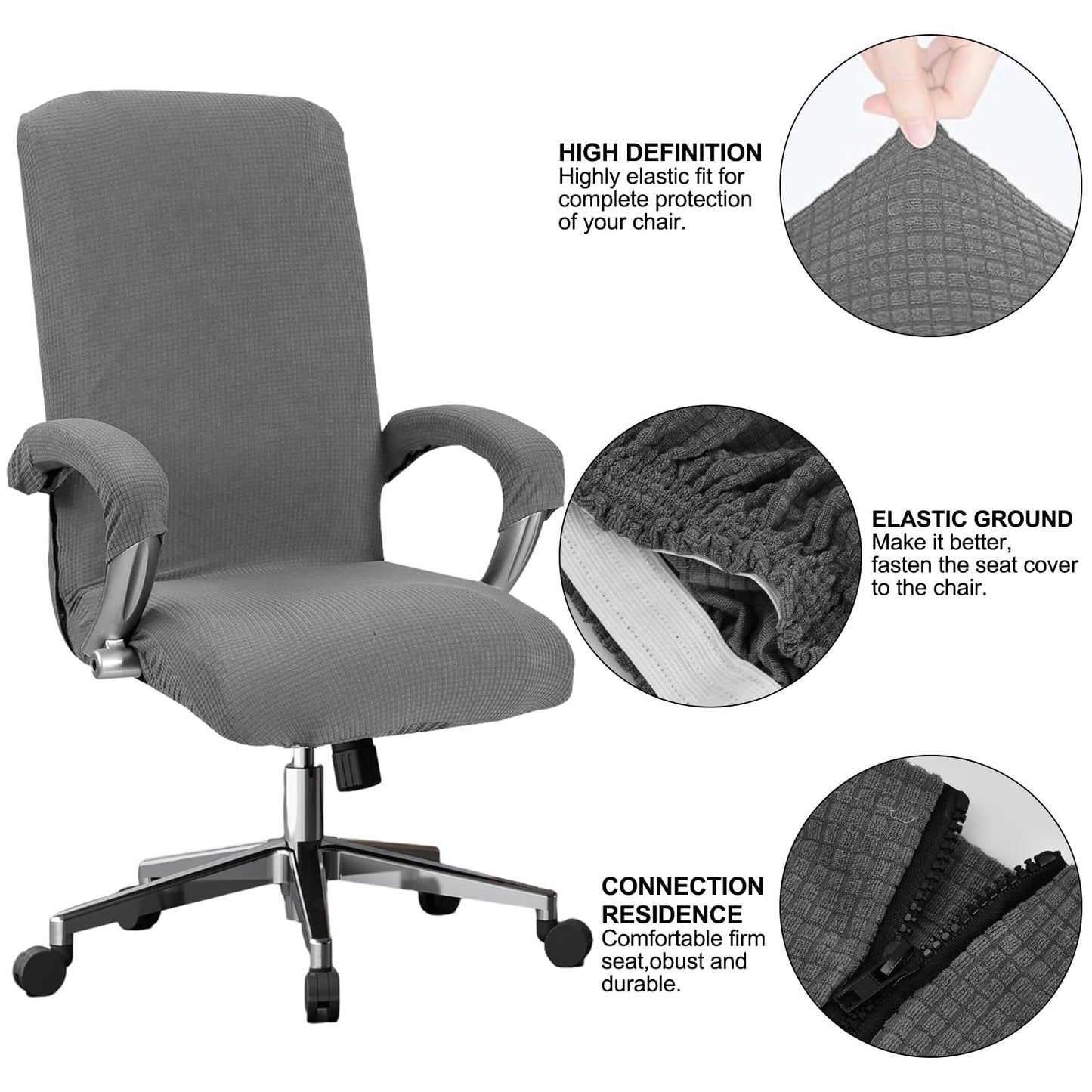 Catime Computer Office Chair Cover, Polar Fleece Stretch Large Chair Slipcover, Full Wrap Elastic Seat Covers