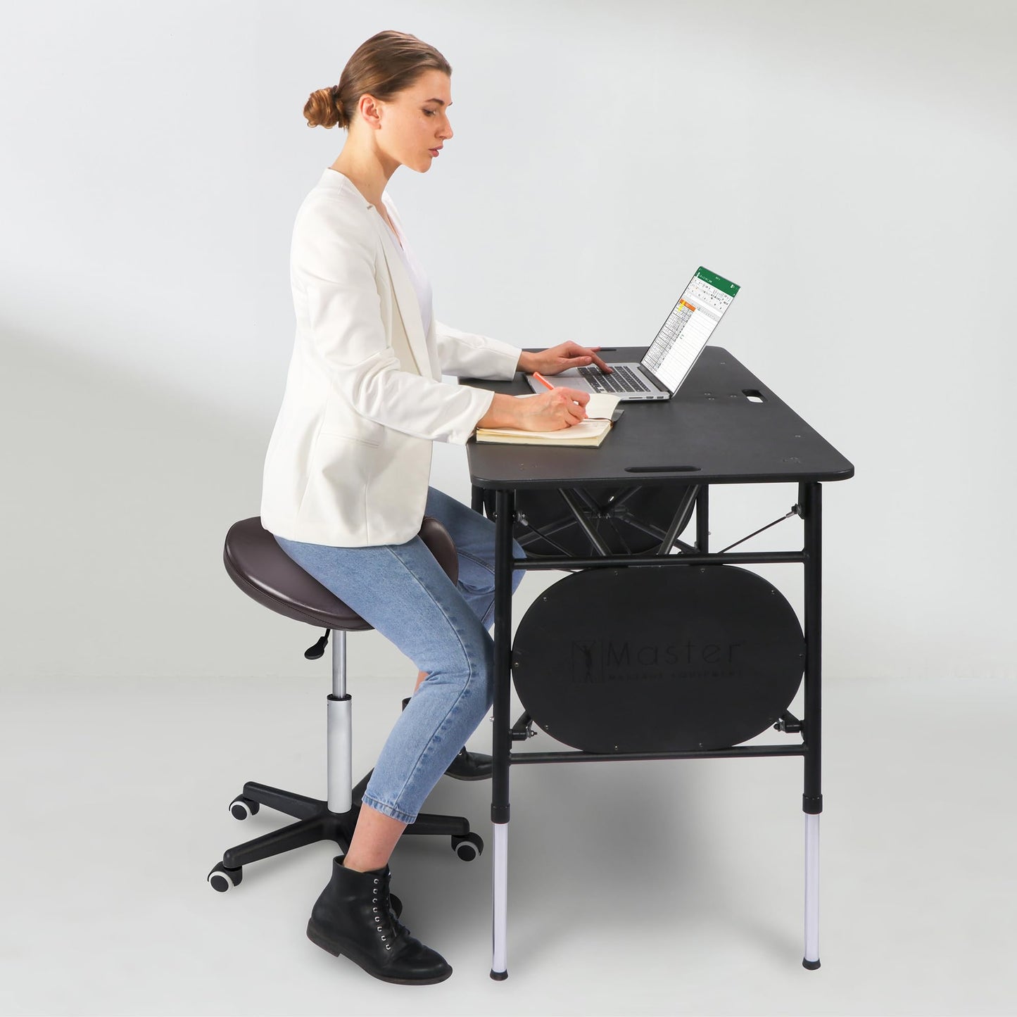 MasterMassage Ergonomic Swivel Saddle Stool, Rich Coffee