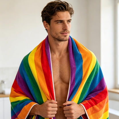yayafunfun Large Quick Dry Microfibre Beach Towels for Adults,160X90cm Rainbow Bath Towel Travel Towels with Pockets,Lightweight Beach Towel for