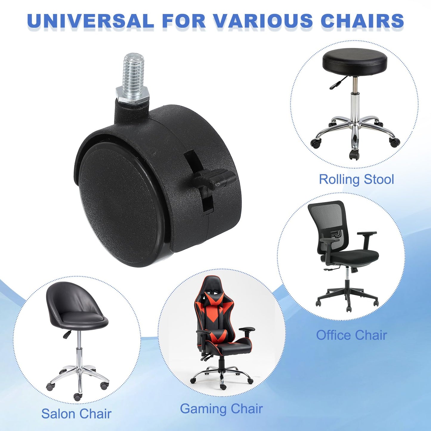 PATIKIL Office Chair Wheels Replacement 2", 8 Pcs Nylon Heavy Duty Office Furniture Casters Wheels with Wrench Universal Wheel for Hardwood Floor