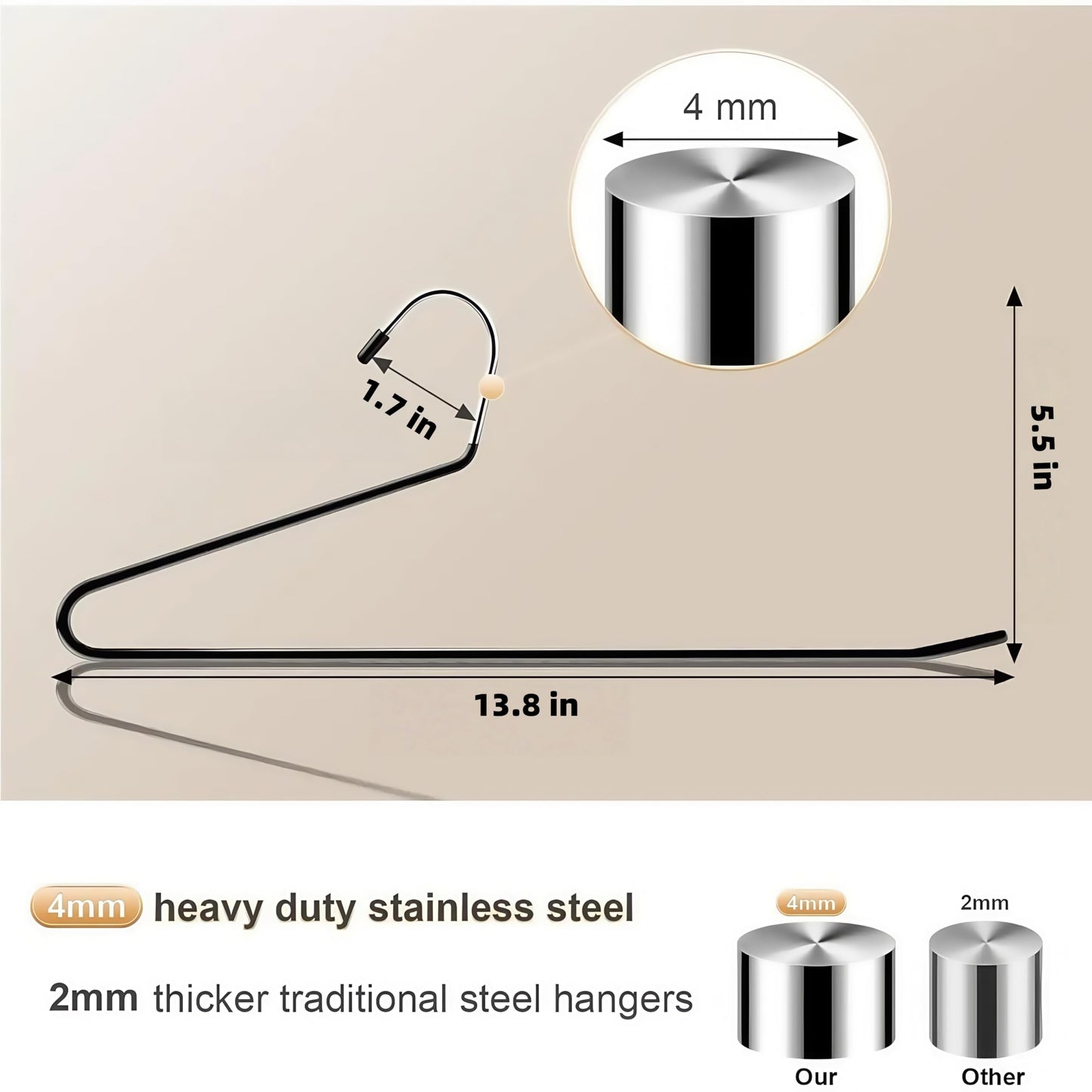 Trousers Hangers, 10 Pack Jeans Hangers Black for Women Men, Non-Slip Open Ended Metal Pants Hangers for Wardrobe & Clothes Rail
