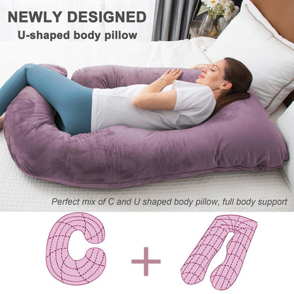 TaiBest U Shaped Full Body Pregnancy Pillow with Removable Cover for Maternity Women,Pregnancy Pillows for Sleeping,Support for Back, Legs, Belly,55