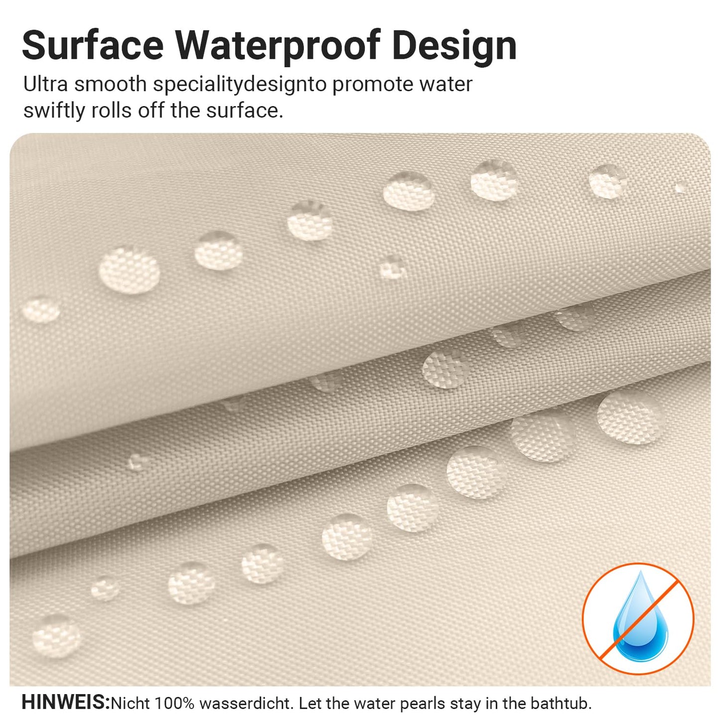 Lerores Shower Curtain, 140 x 180 cm, Beige, Weighted Hem, Anti-Mould Textile, Water-Repellent, Washable Polyester Fabric Bath Curtains for Bathroom