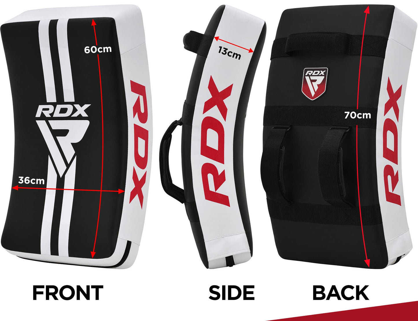 RDX Kick Shield Muay Thai Kickboxing, 60CM Large Heavy Curved Kicking Striking Body Pad, Punching Foot Target MMA Boxing Training, 3 Padded Handles,