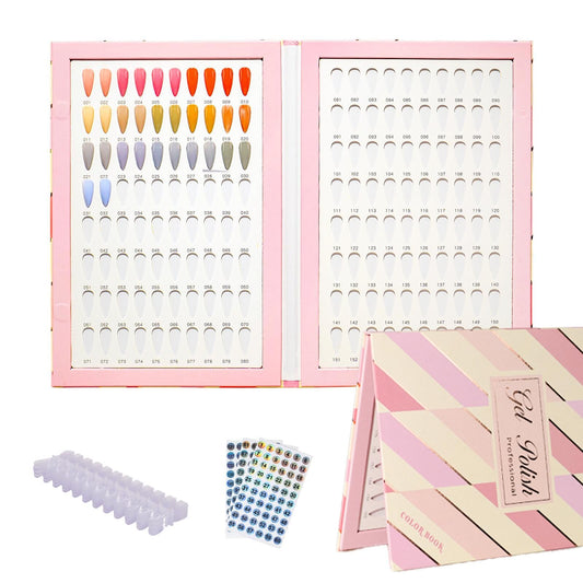 Acycoin2A Nail Colour Chart with 160 Colours and 240 Nail Tips, Colour Chart for UV Gel Nail Polish (B)