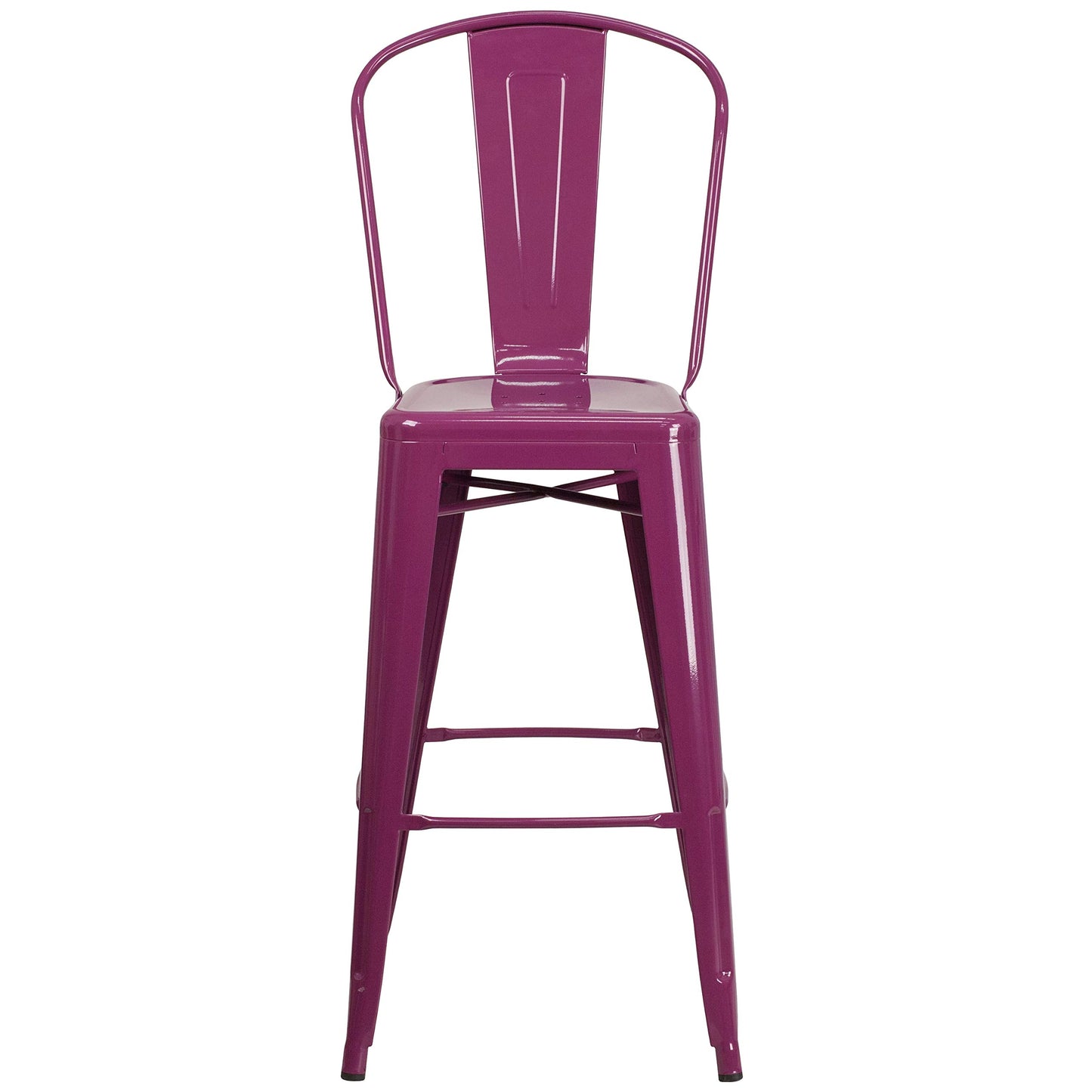 Flash Furniture Blake Commercial Grade 4 Pack 30" High Purple Metal Indoor-Outdoor Barstool with Back