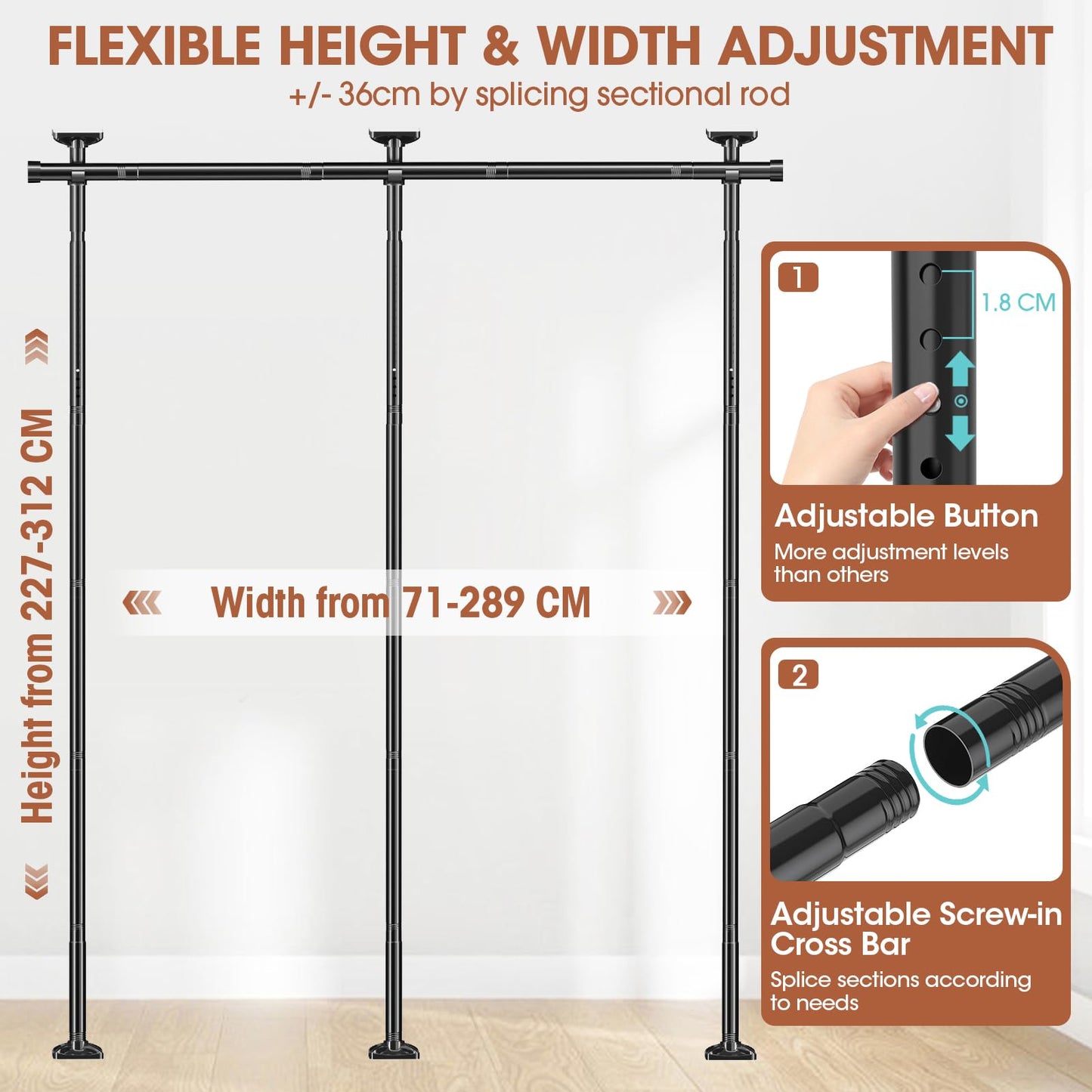 Room Divider No Drilling Curtain Rod Wall Divider for Room Separation
