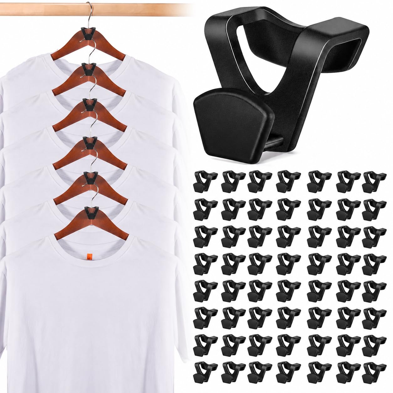 HOUSE DAY Space Saving Hangers 60 Pack, Smart Hangers for Clothes, Black