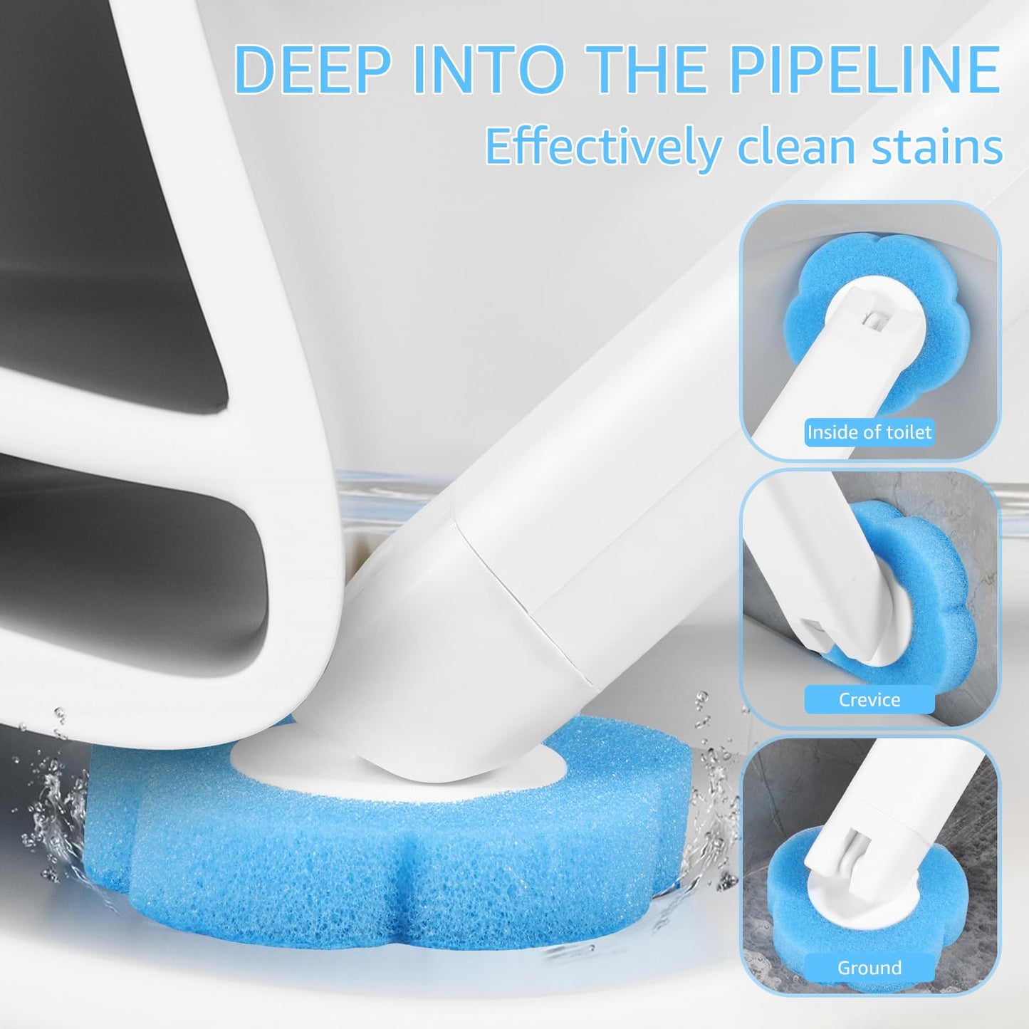 Disposables Toilet Brush and Holder Set with 24 Cleaner Refills, Wall Mounted Bathroom Bowl Cleaning Wand System with Handle for Bathtub Sink Wash