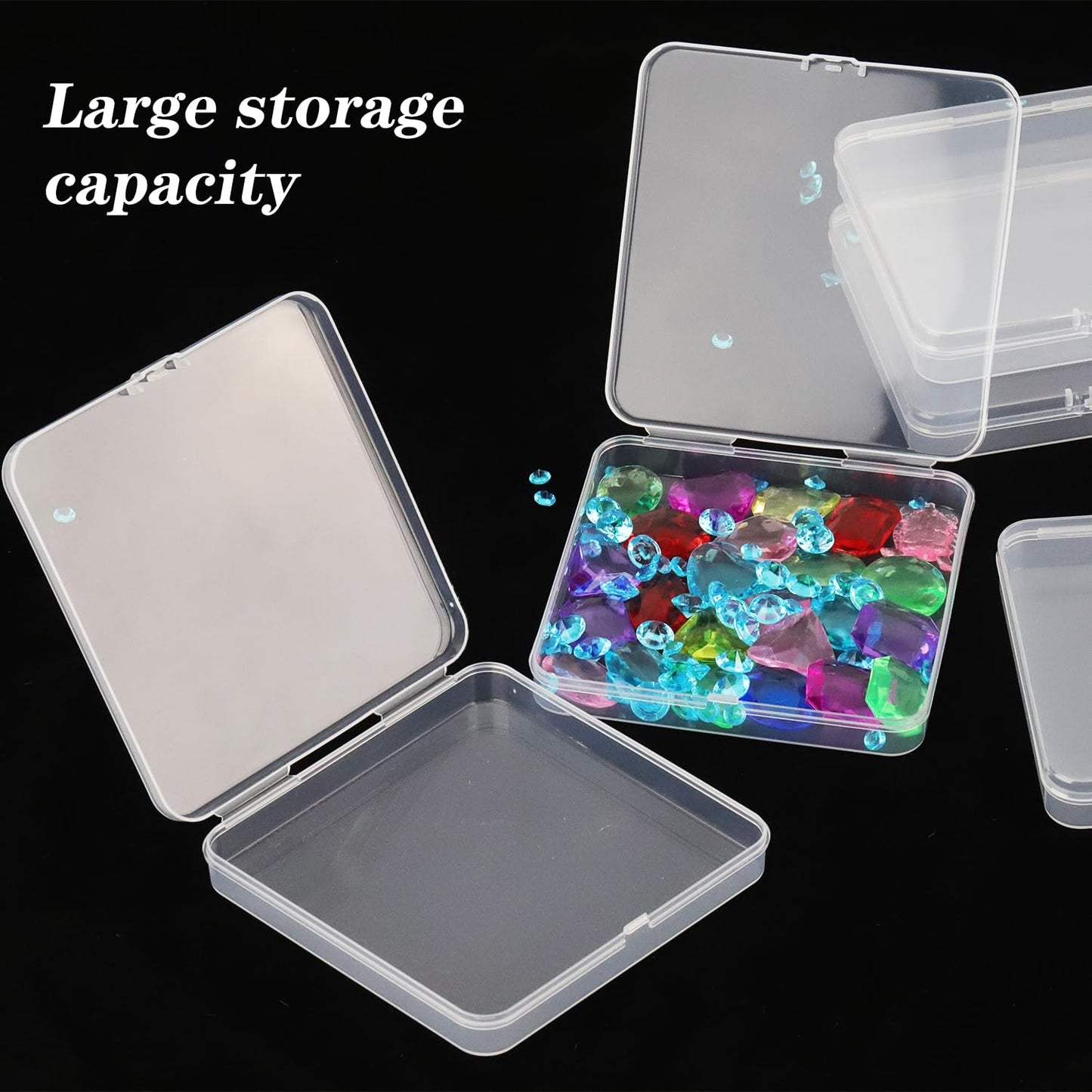 Prmape Pack of 10 Storage Boxes with Lid, Large, 10.5 x 10.5 x 1.8 cm, Rectangular Empty Mini Storage Box