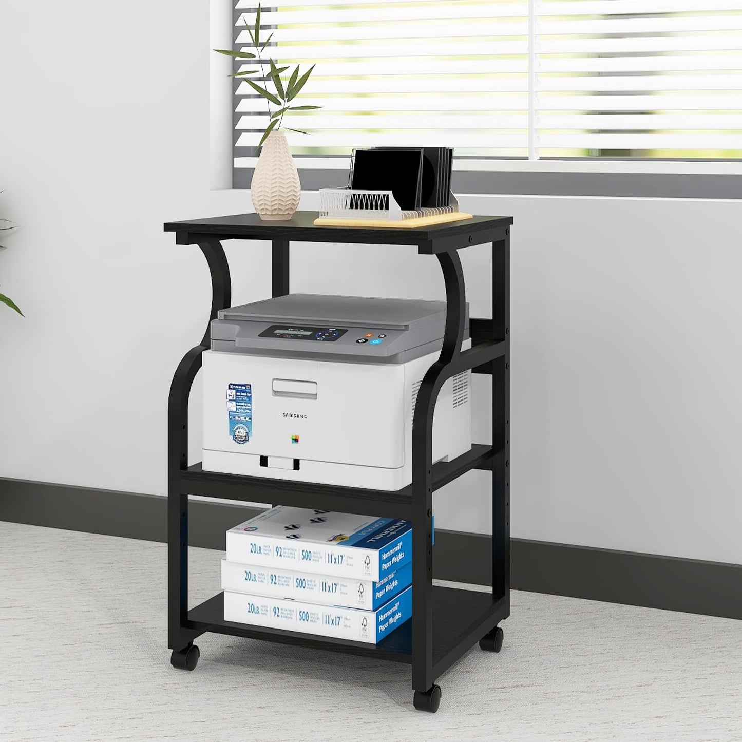 PUNCIA 50x40x73cm Large Printer Stand, Storage Unit with Adjustable Shelf