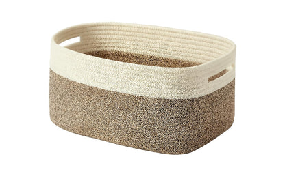 Large Handmade Cotton Rope Storage Basket with Handles - Nordic Style for Home, Toys Nursery Decor, Skin Care & Desktop Organizer